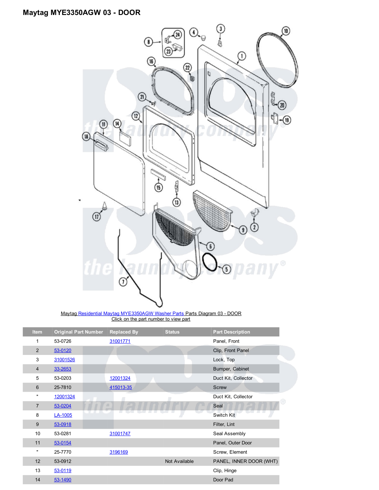 Maytag MYE3350AGW Parts Diagram