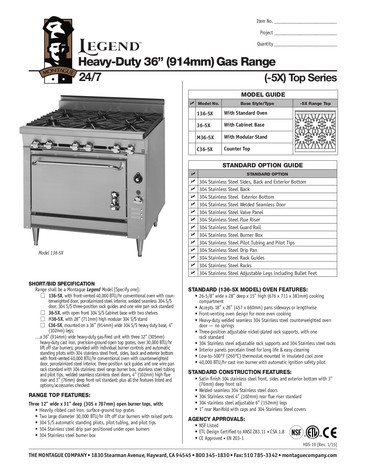 Montague 136-5X User Manual