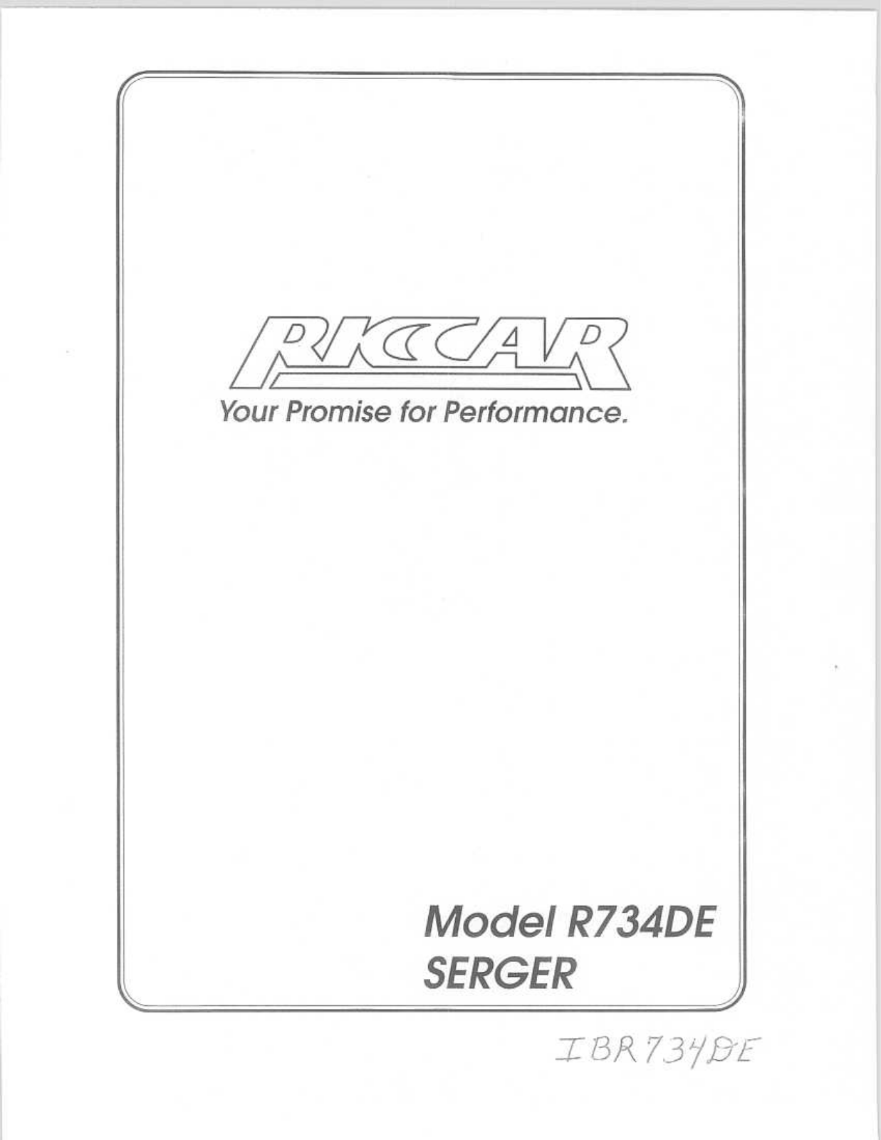 RICCAR 734DE Instruction Manual