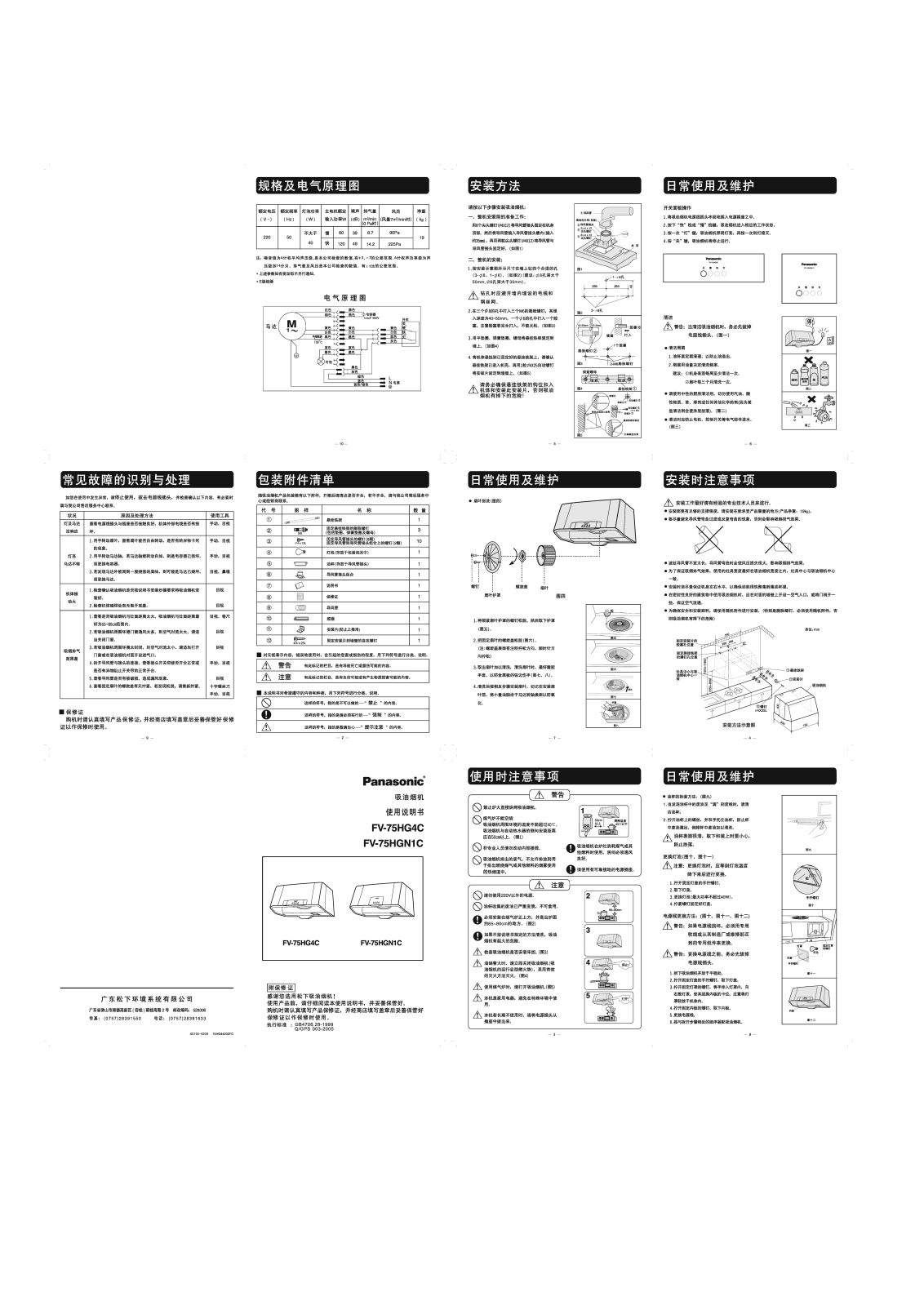 Panasonic FV-75HG4C, FV-75HGN1C User Manual
