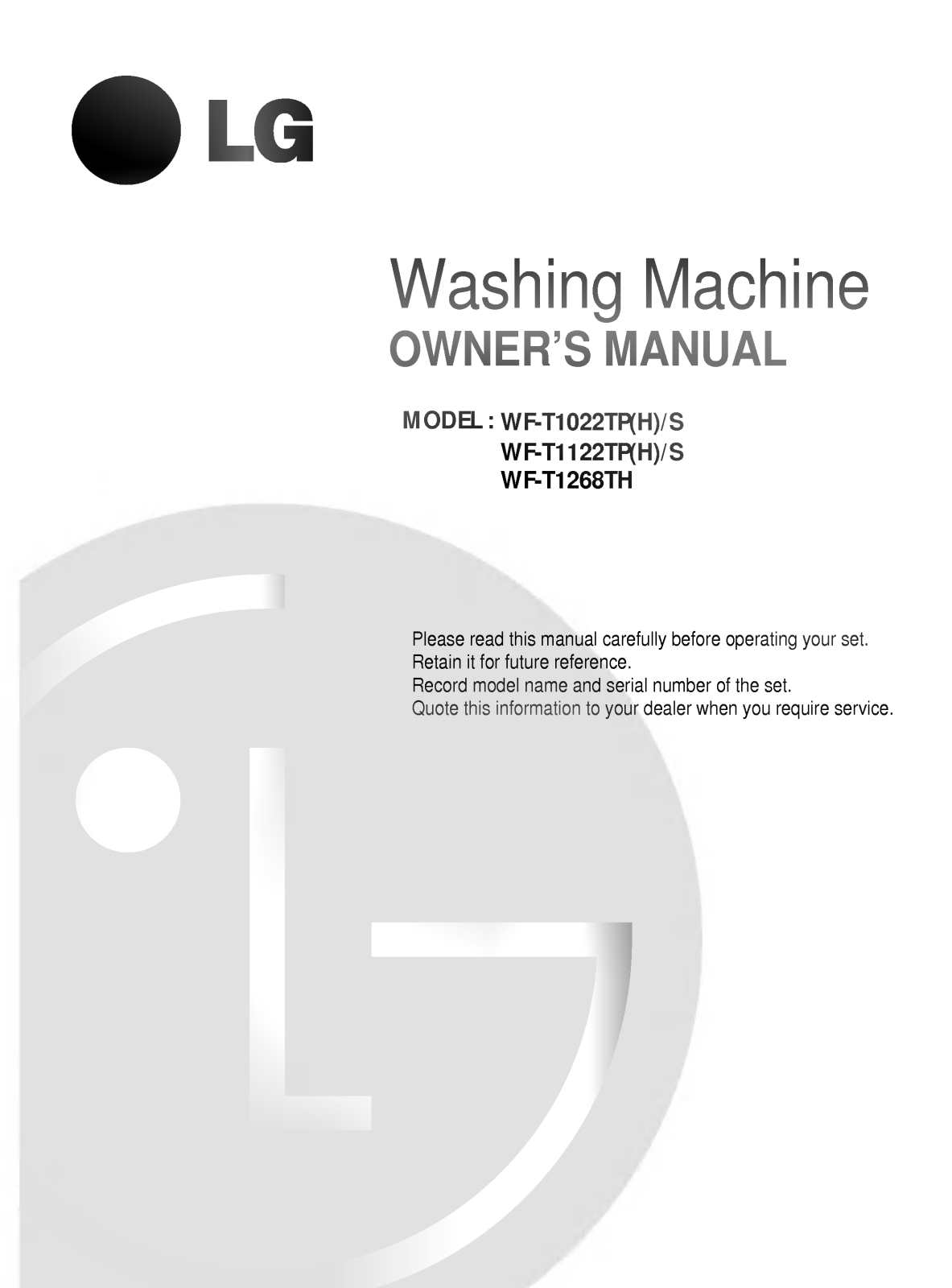 LG WF-T1022THS Owner’s Manual