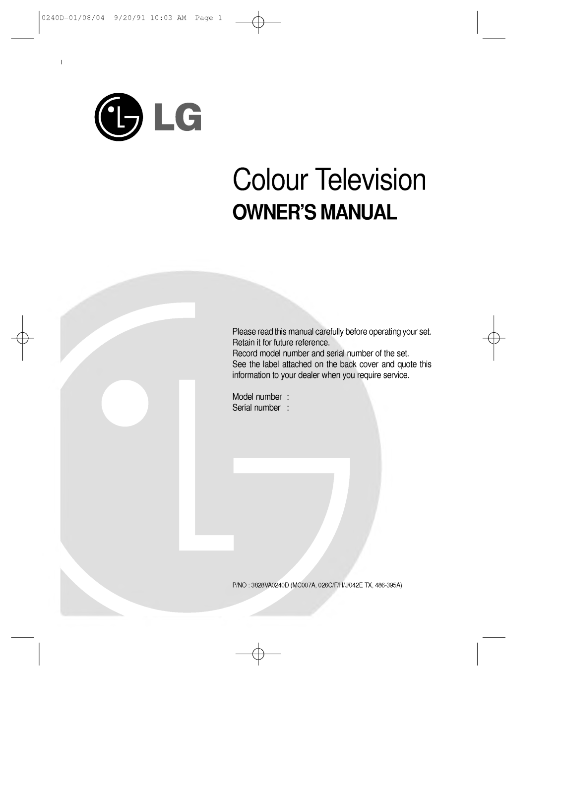 LG CT-29K36ET, CT-25Q26ET User Manual