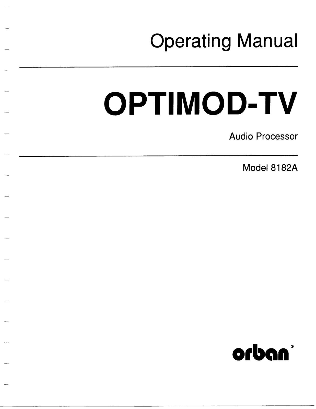 Orban 8182A User Manual