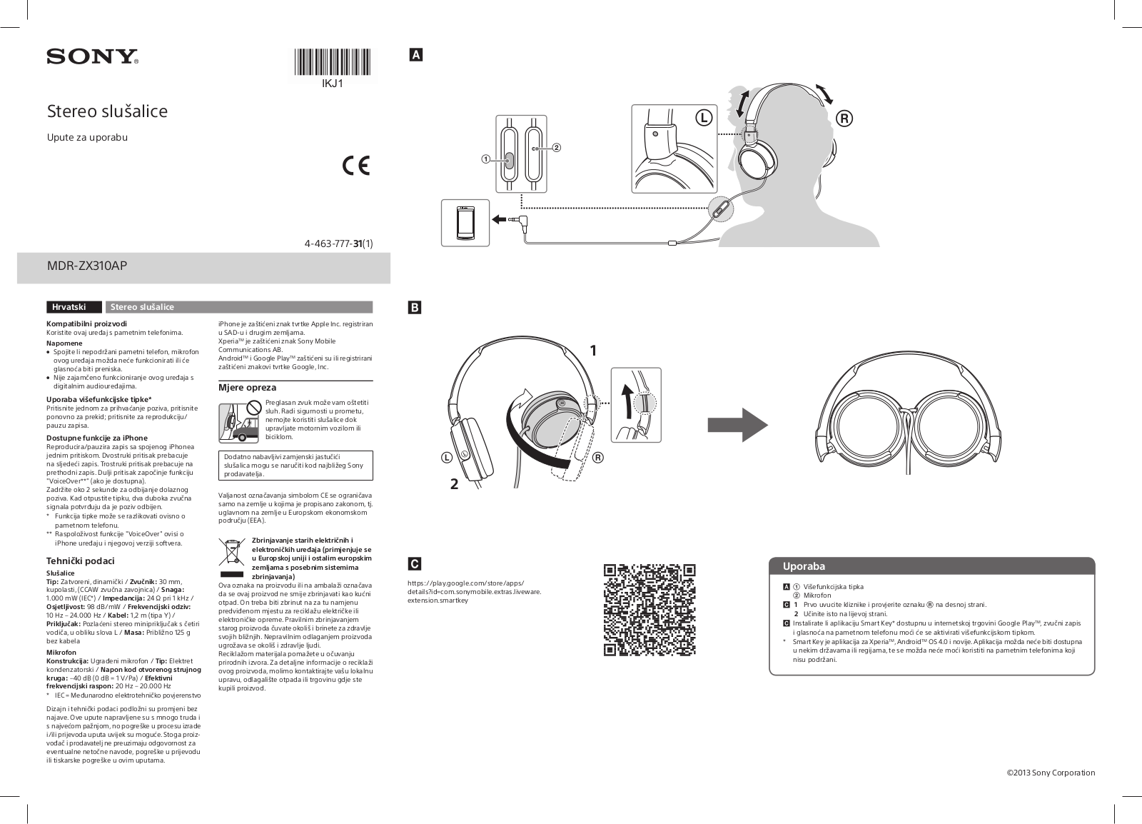 Sony MDR-ZX310AP User manual