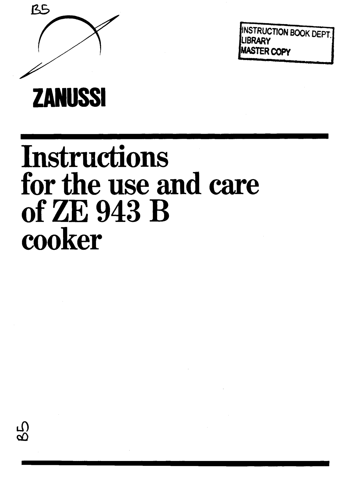 Zanussi ZE 943 B User Manual