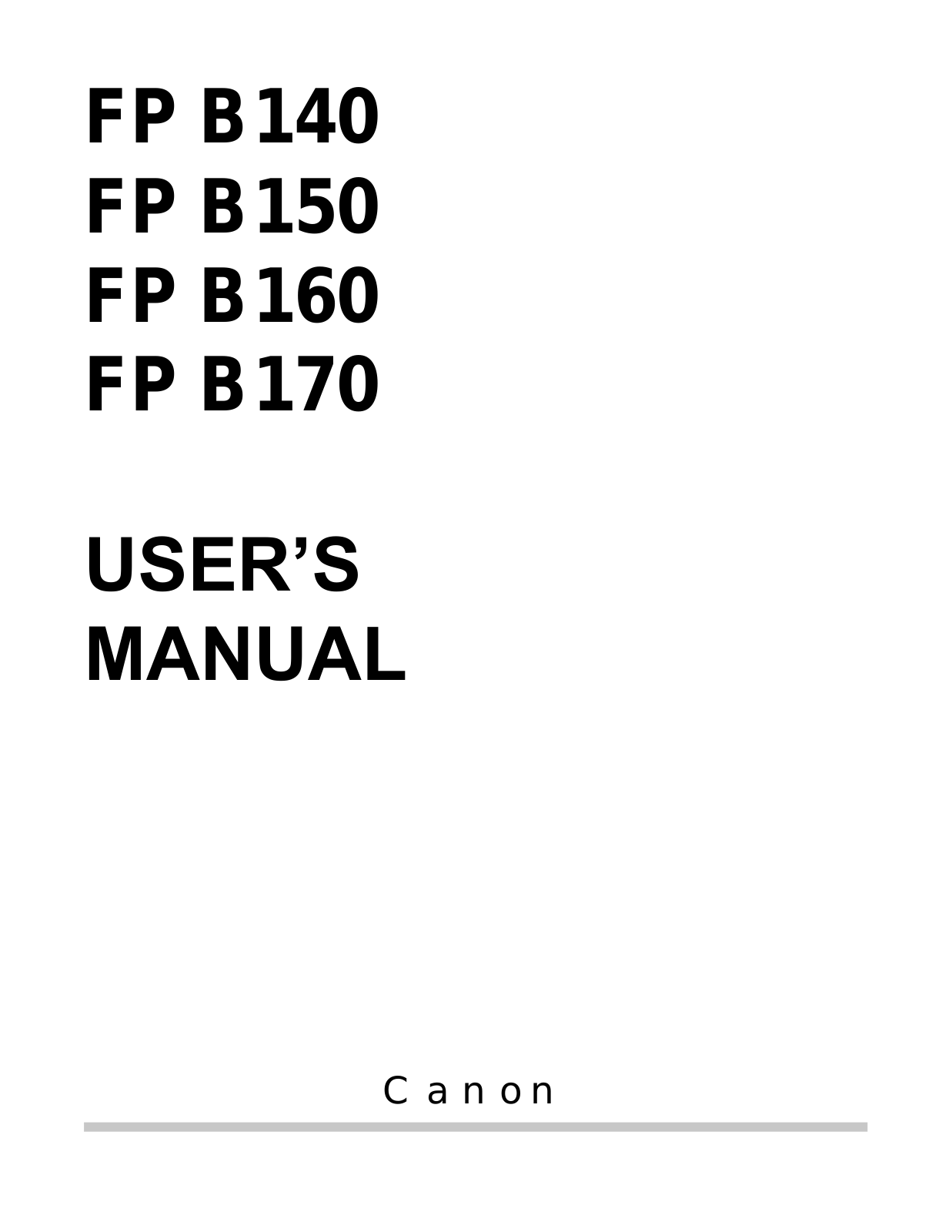 CANON Fax-B160 User Manual