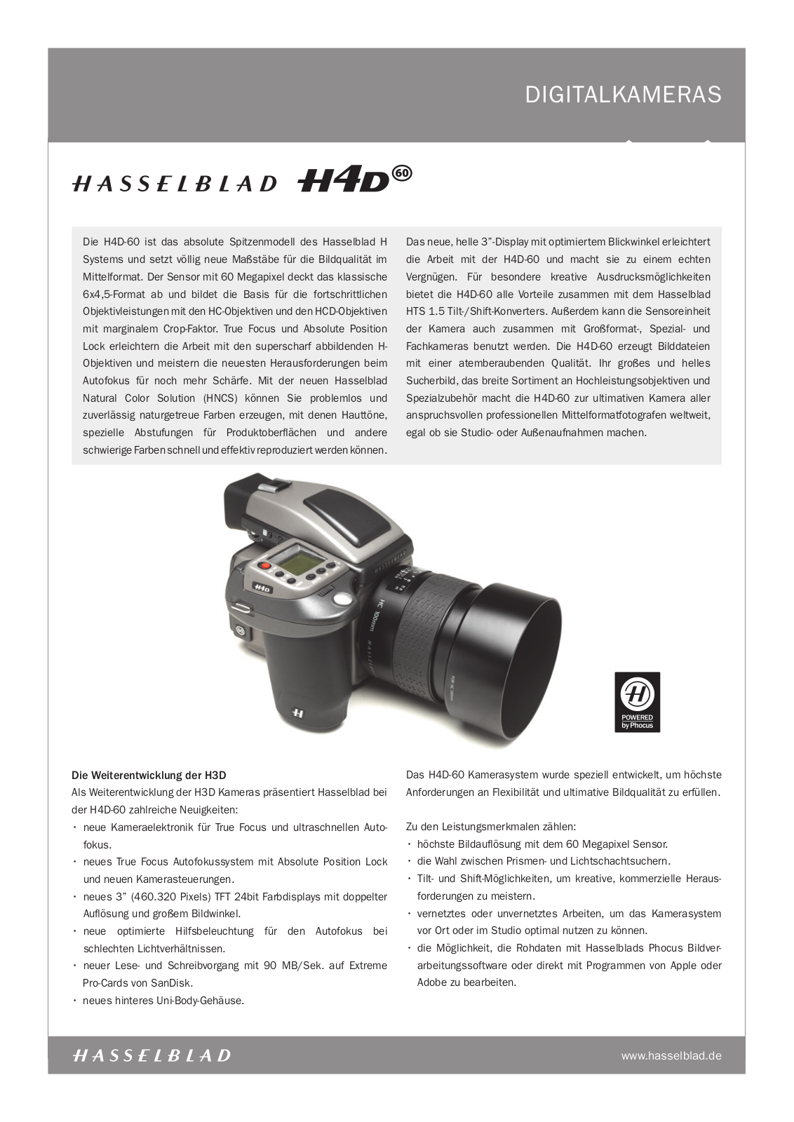 Hasselblad H4D-60 DATASHEET