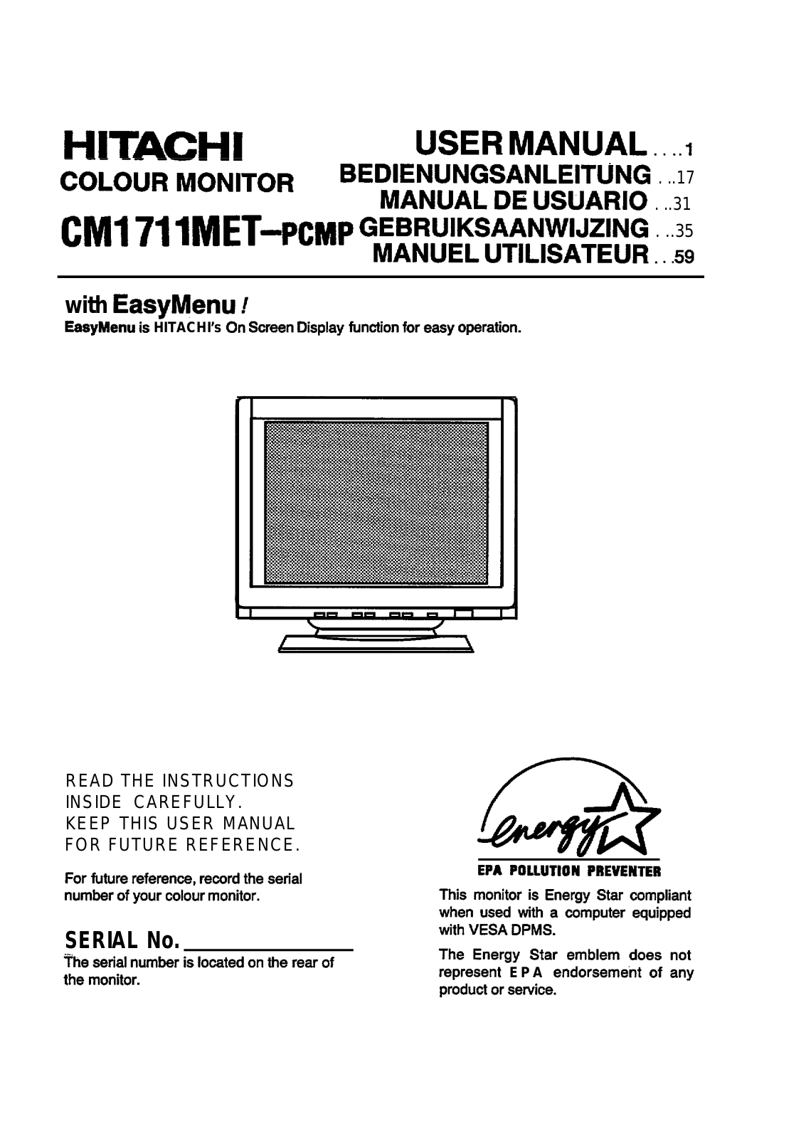 Hitachi CM1711MET User Manual