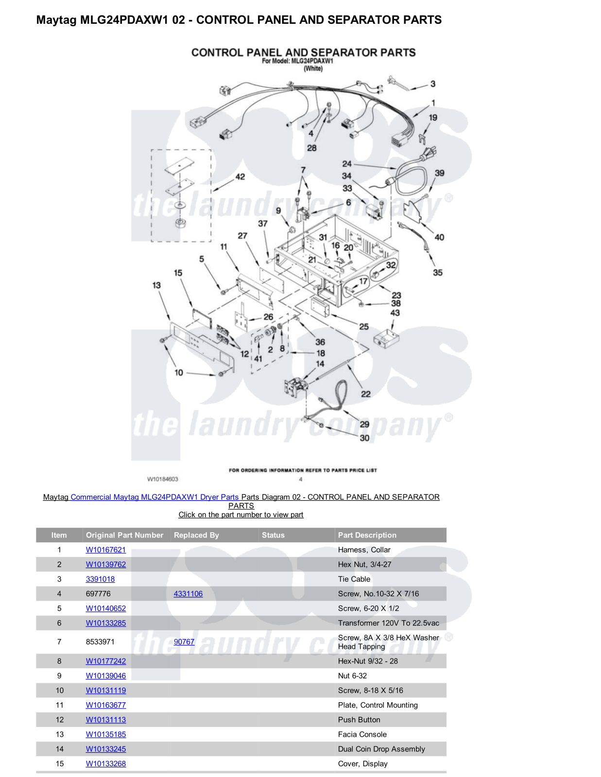 Maytag MLG24PDAXW1 Parts Diagram