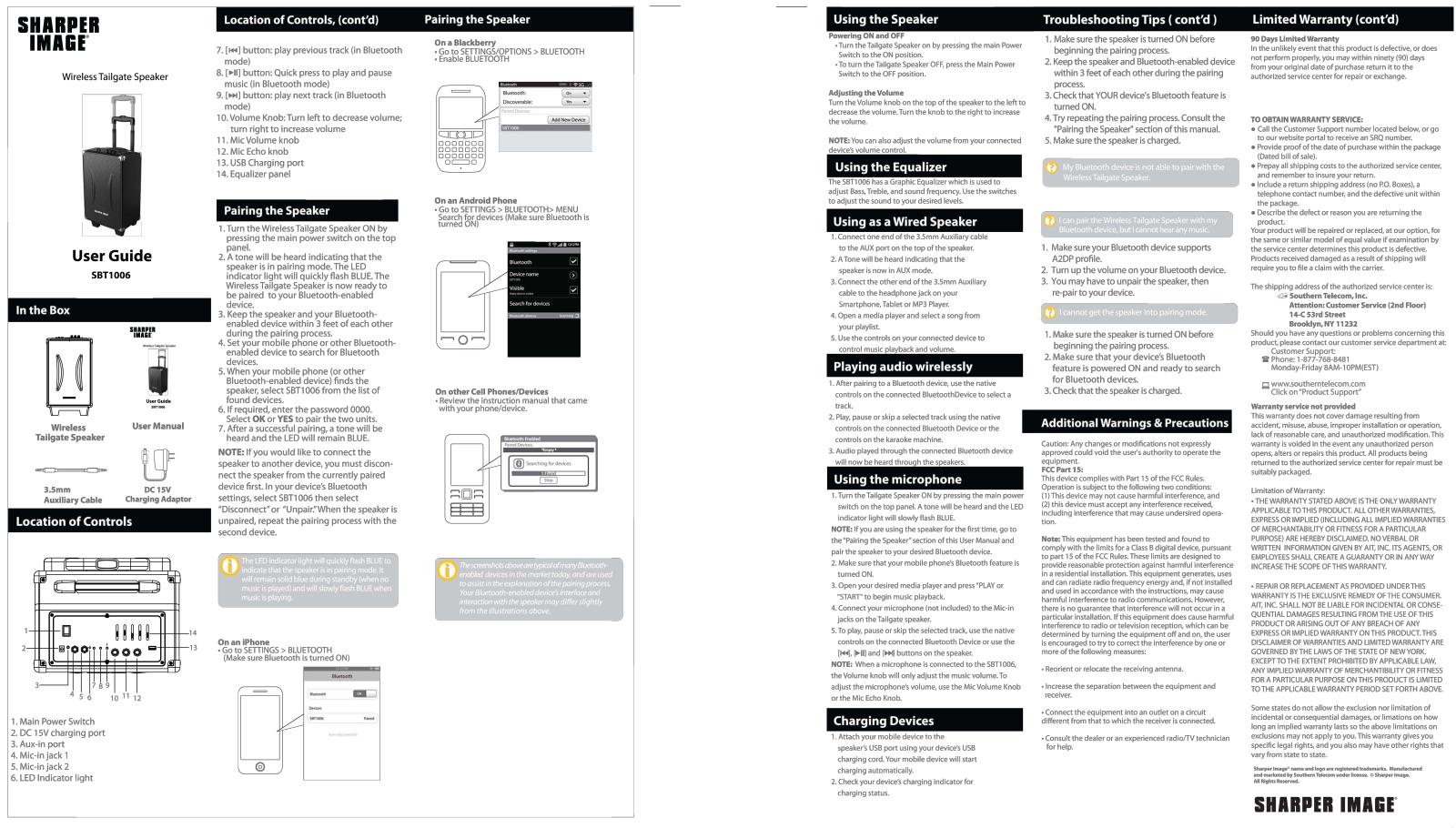 Sharper image SBT1006 User Manual