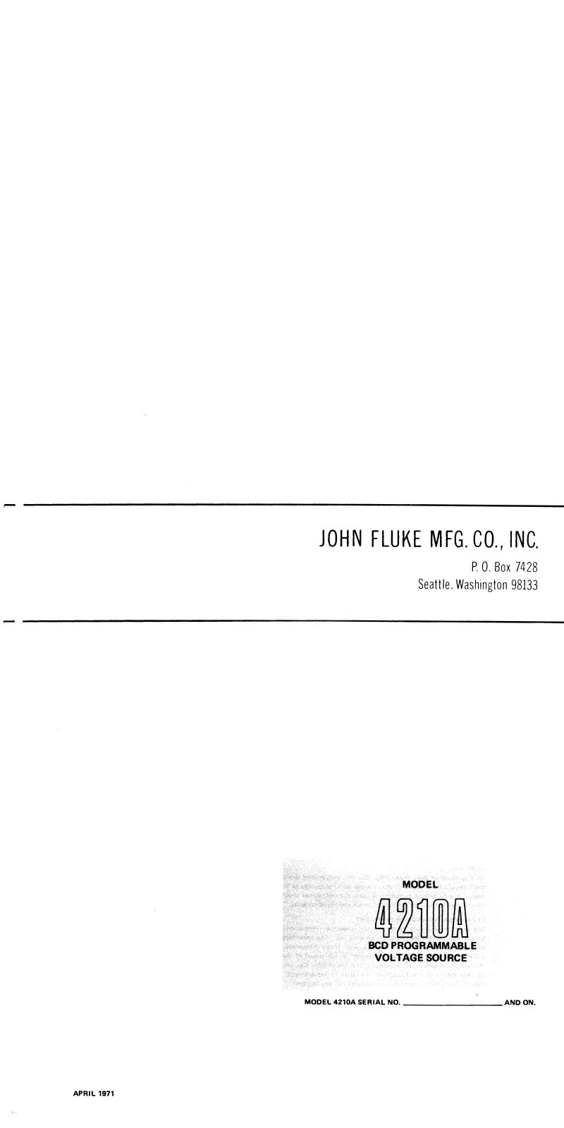 Fluke 4210A Service manual