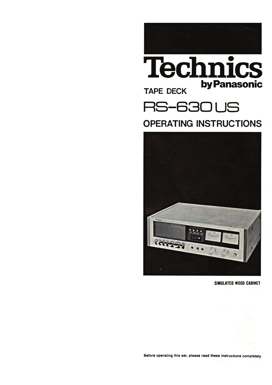 Technics RS-630-US Owners Manual