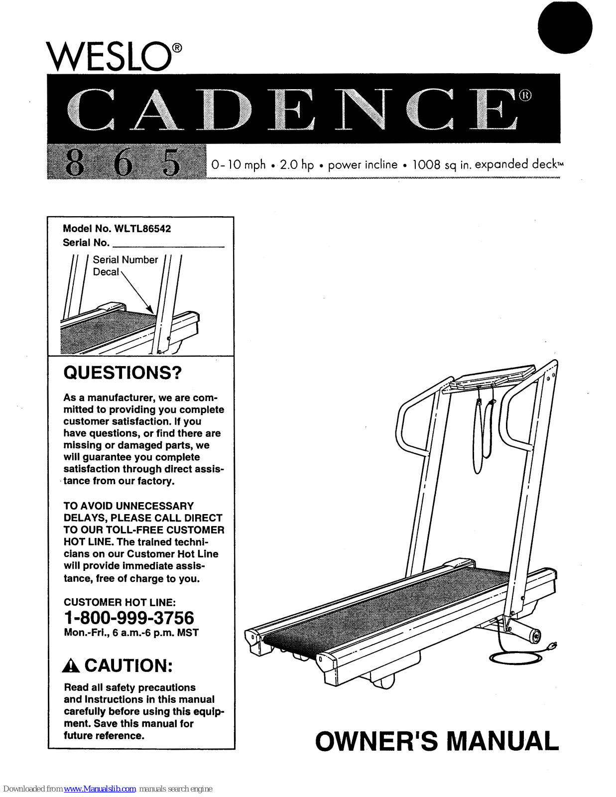 Weslo Cadence 865 User Manual