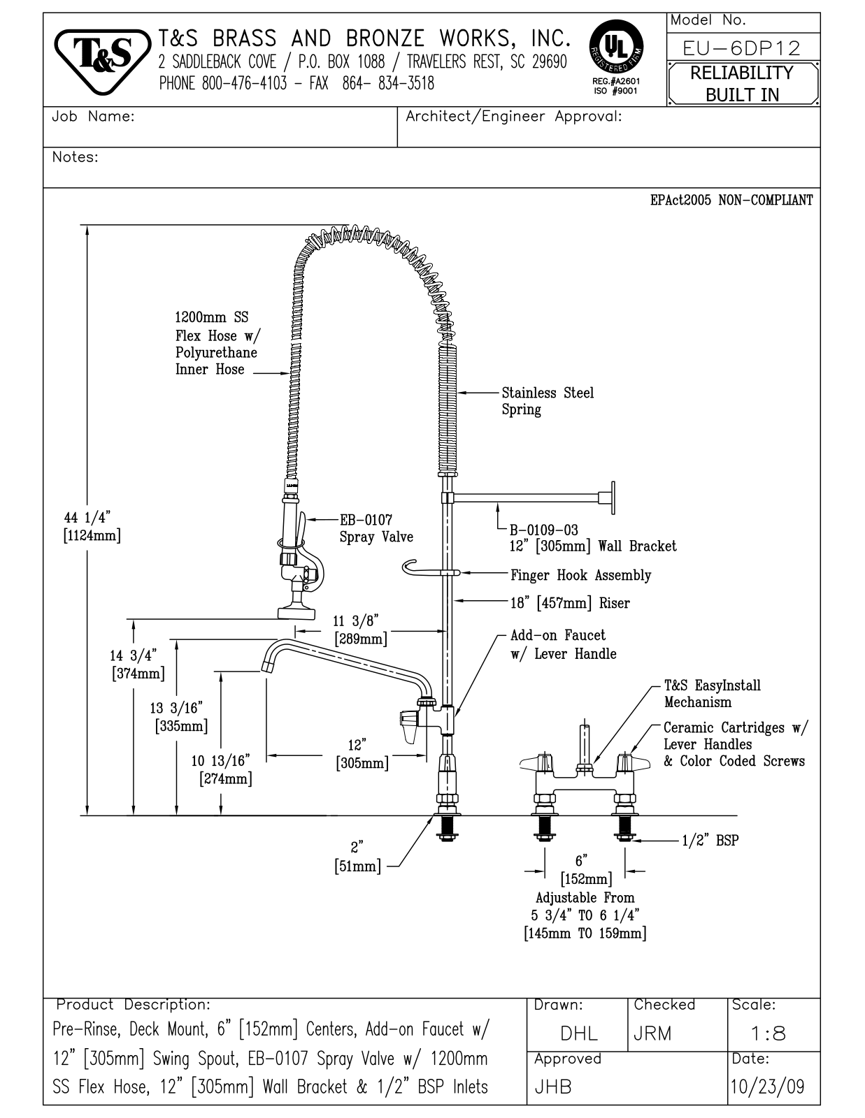 T&S Brass EU-6DP12 User Manual