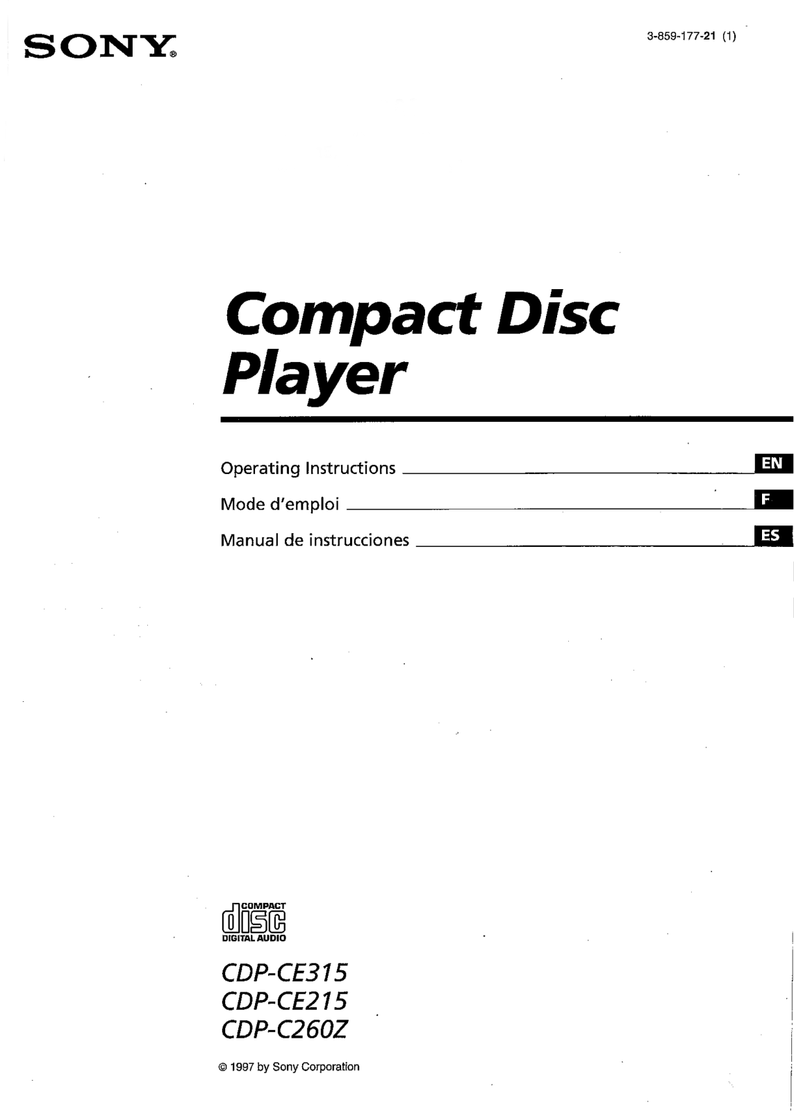 Sony CDP-CE-215, CDP-CE315, CDP-C260Z User Manual