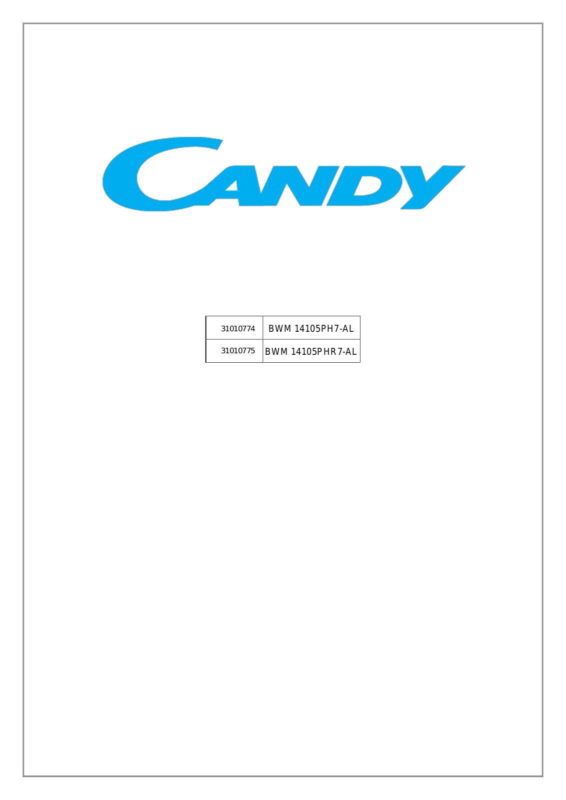 Candy BWM 14105PHR7 User Manual