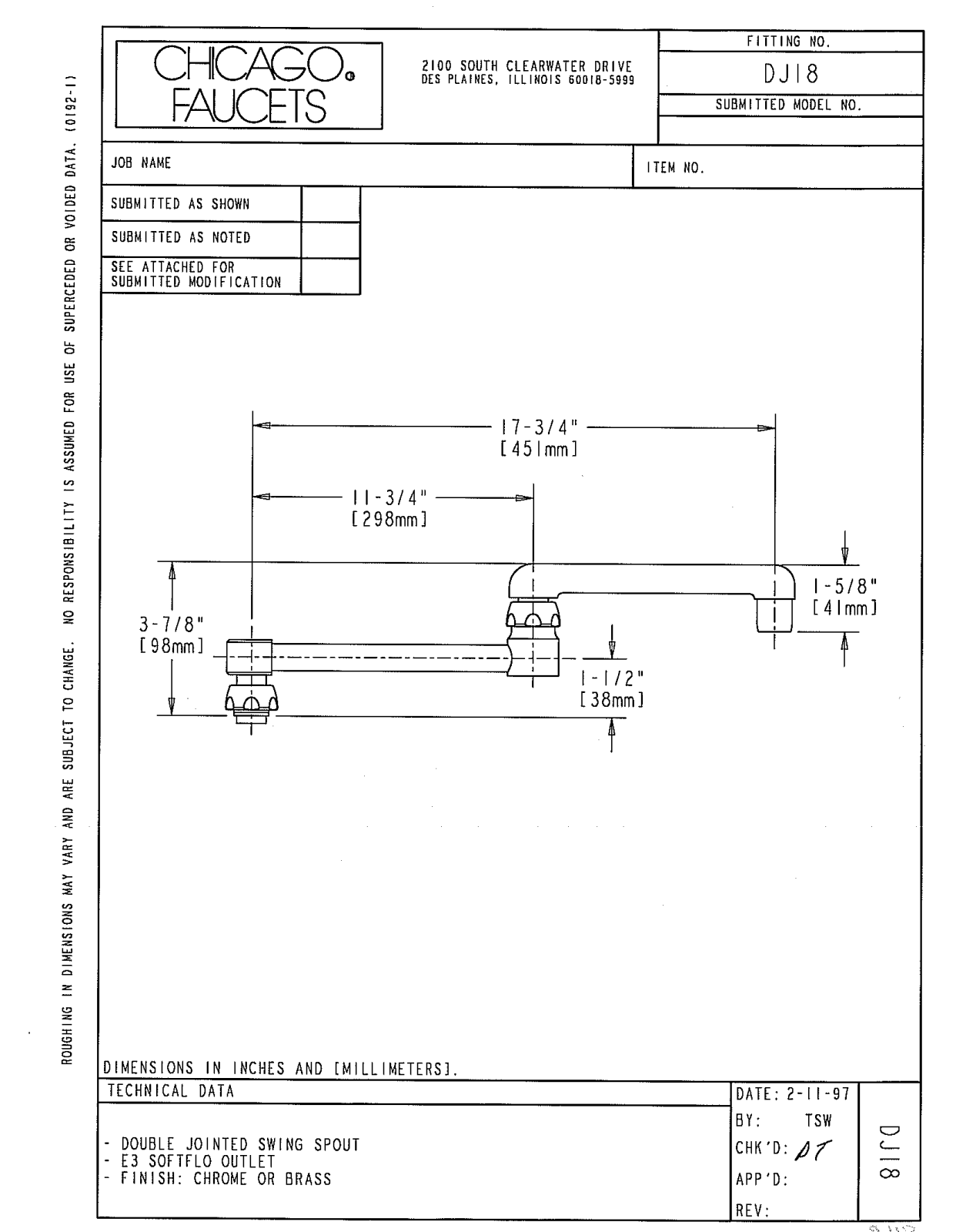 Chicago Faucet DJ18JK User Manual