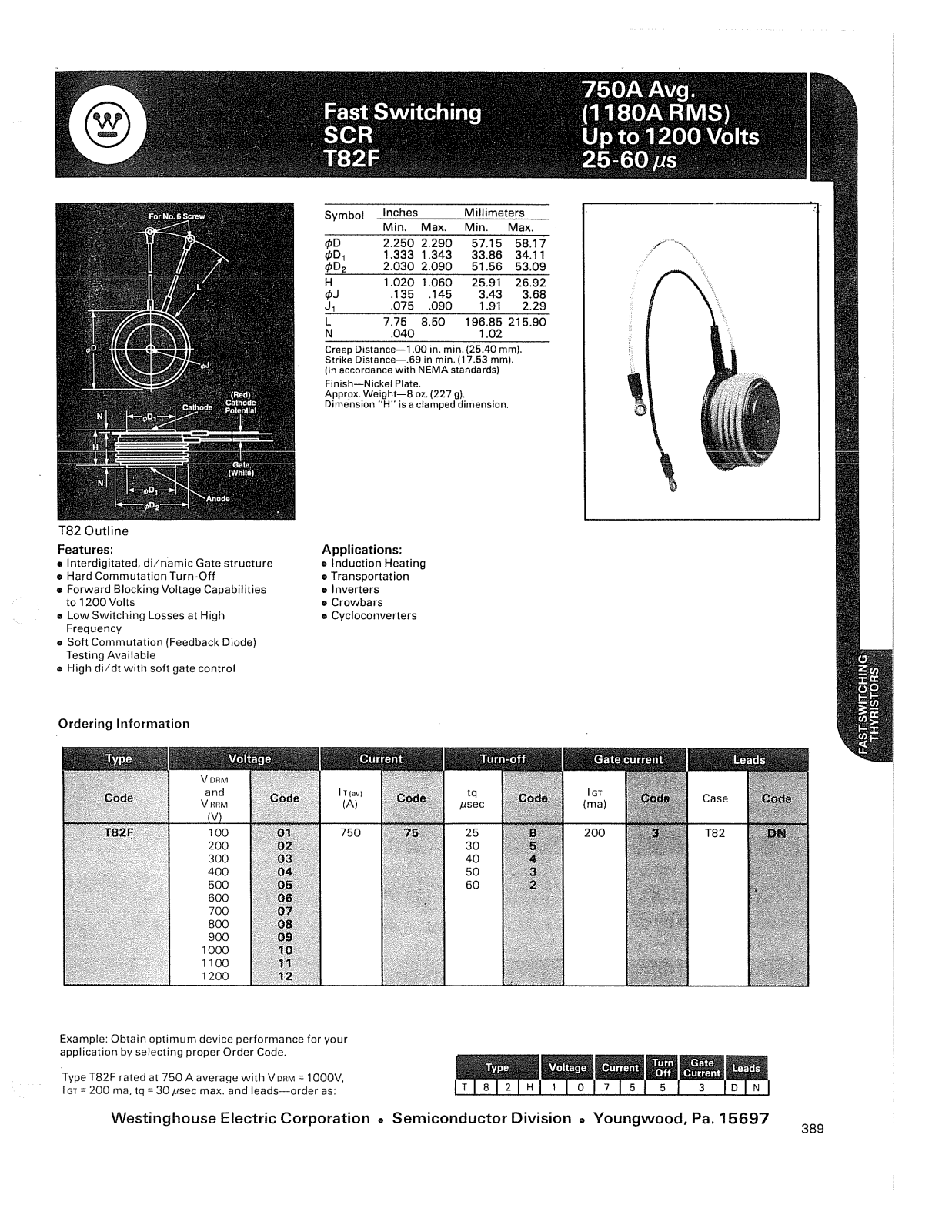 Powerex SCR T82F Data Sheet