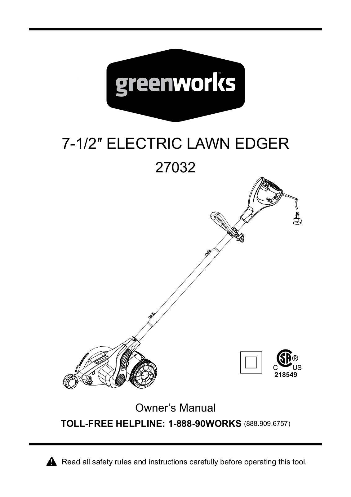 Greenworks 27032 User Manual