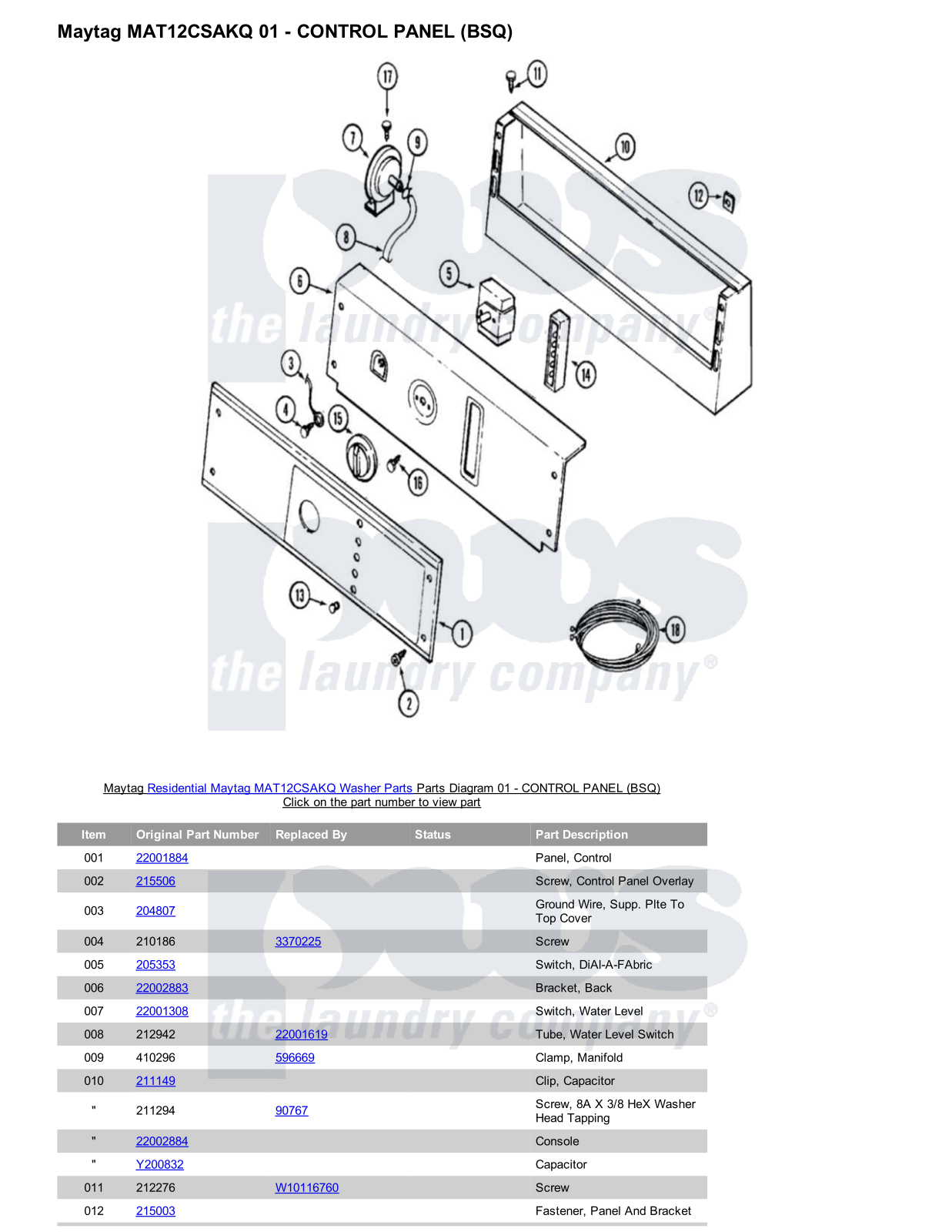 Maytag MAT12CSAKQ Parts Diagram