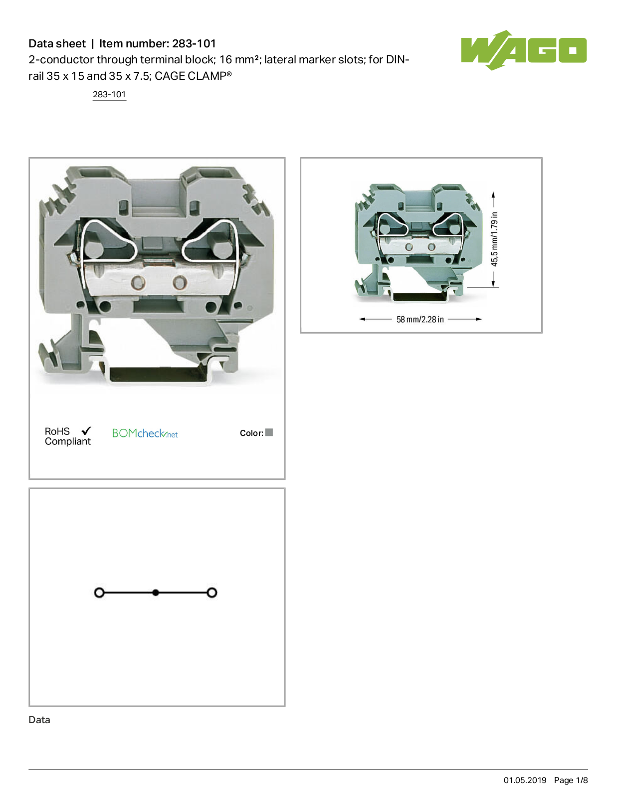 Wago 283-101 Data Sheet