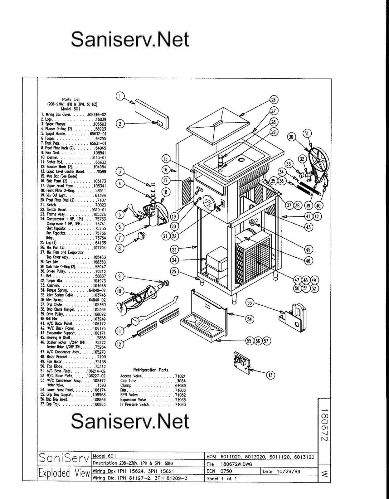 SaniServ 601 Parts Diagram