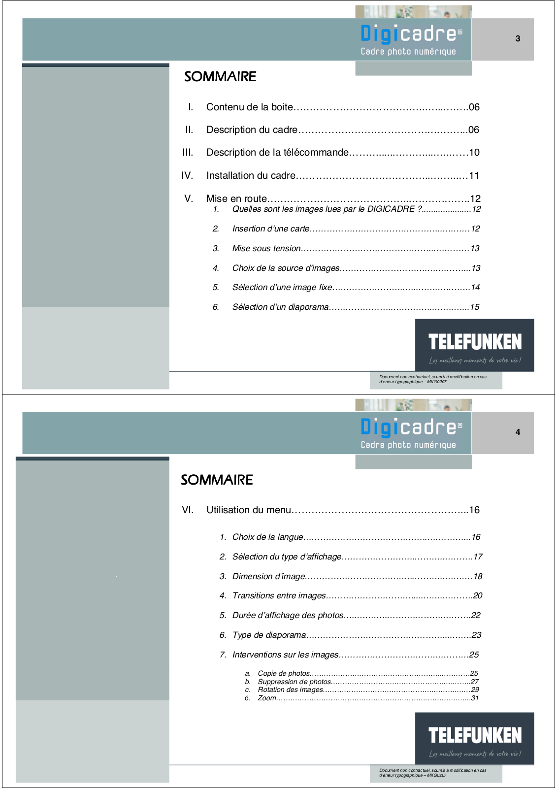 Telefunken DIGICADRE 14.1 User Manual