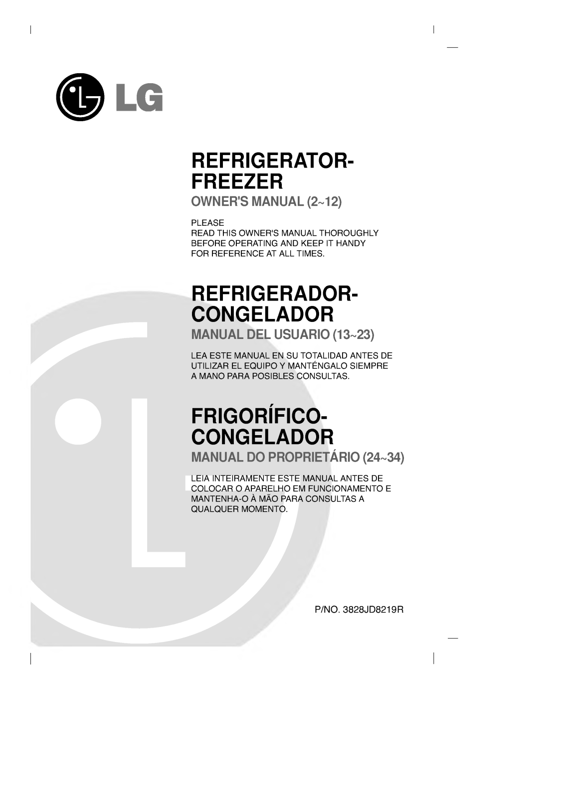 Lg GR-T3421G, GR-T3821GV Owners Manual