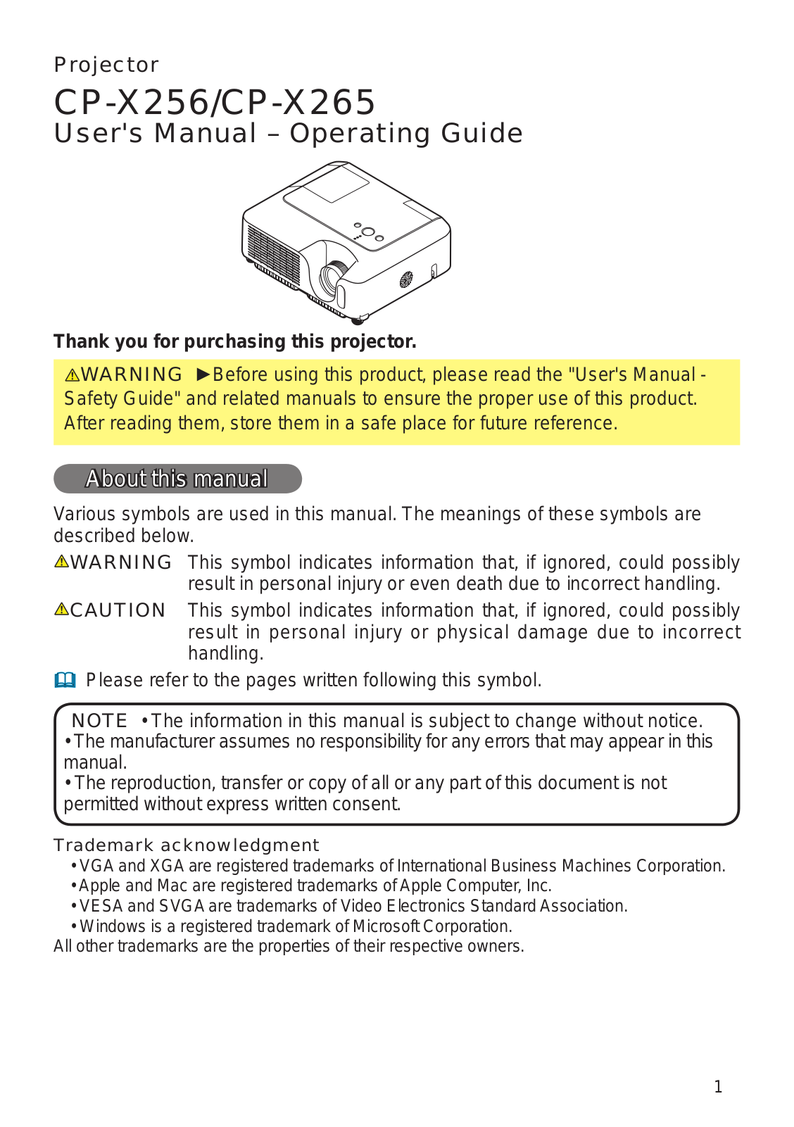 Hitachi CP-X256 User Manual