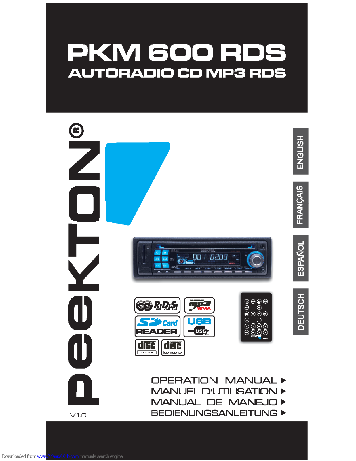 PEEKTON PKM 600 - CARACTERISTIQUES TECHNIQUES, PKM 600 RDS User Manual