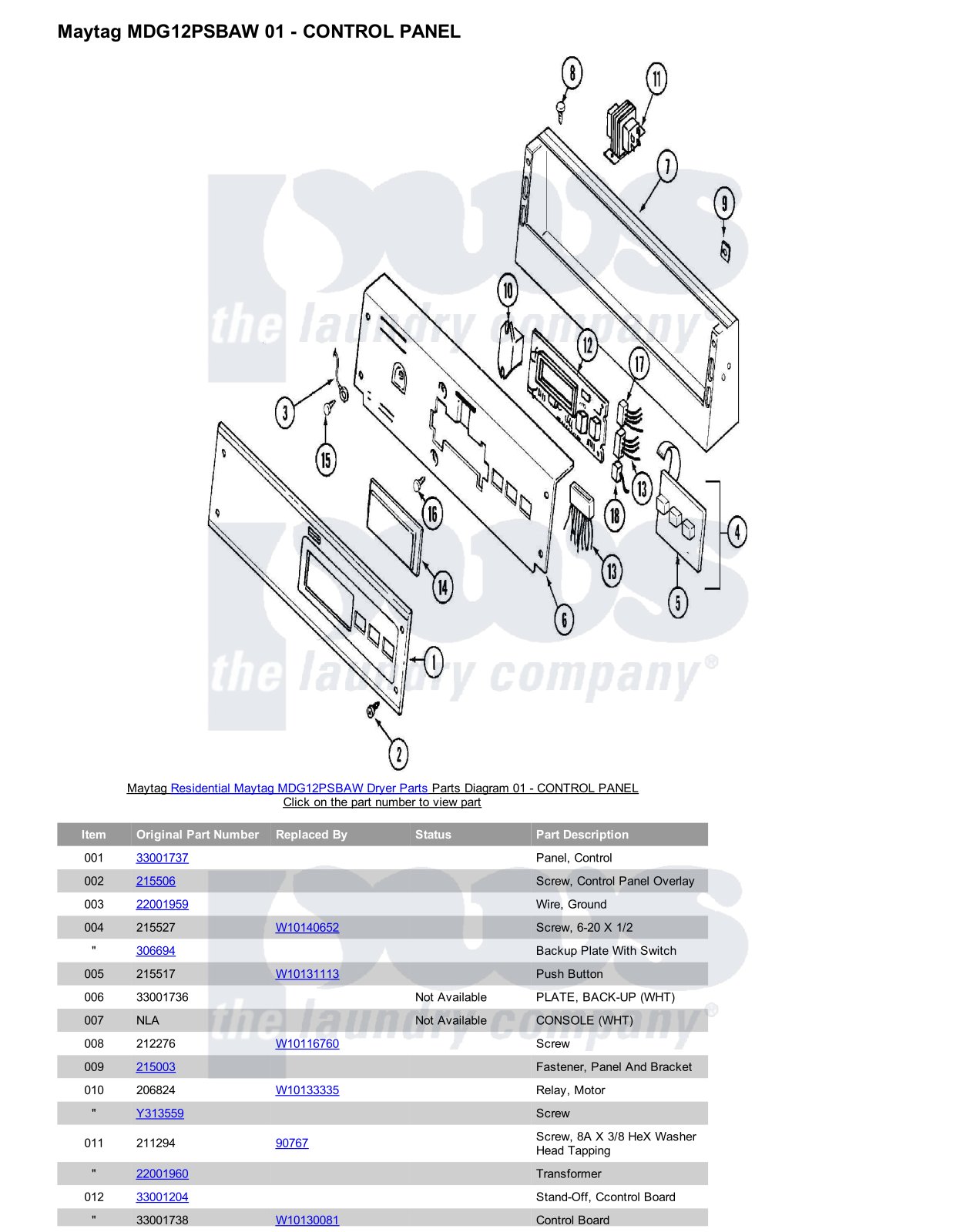 Maytag MDG12PSBAW Parts Diagram