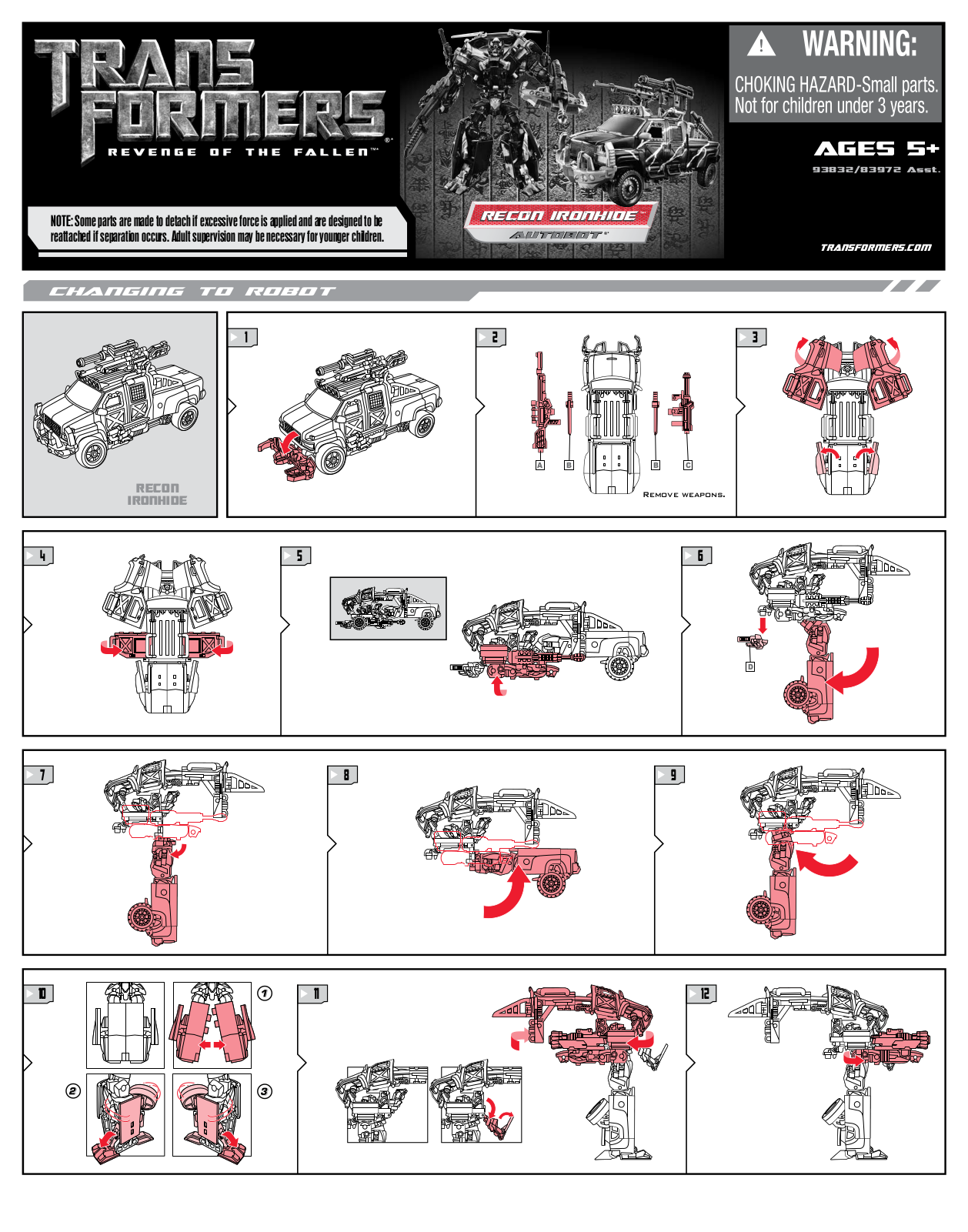 Hasbro TRANSFORMERS RECON IRONHIDE AUTOBOT User Manual