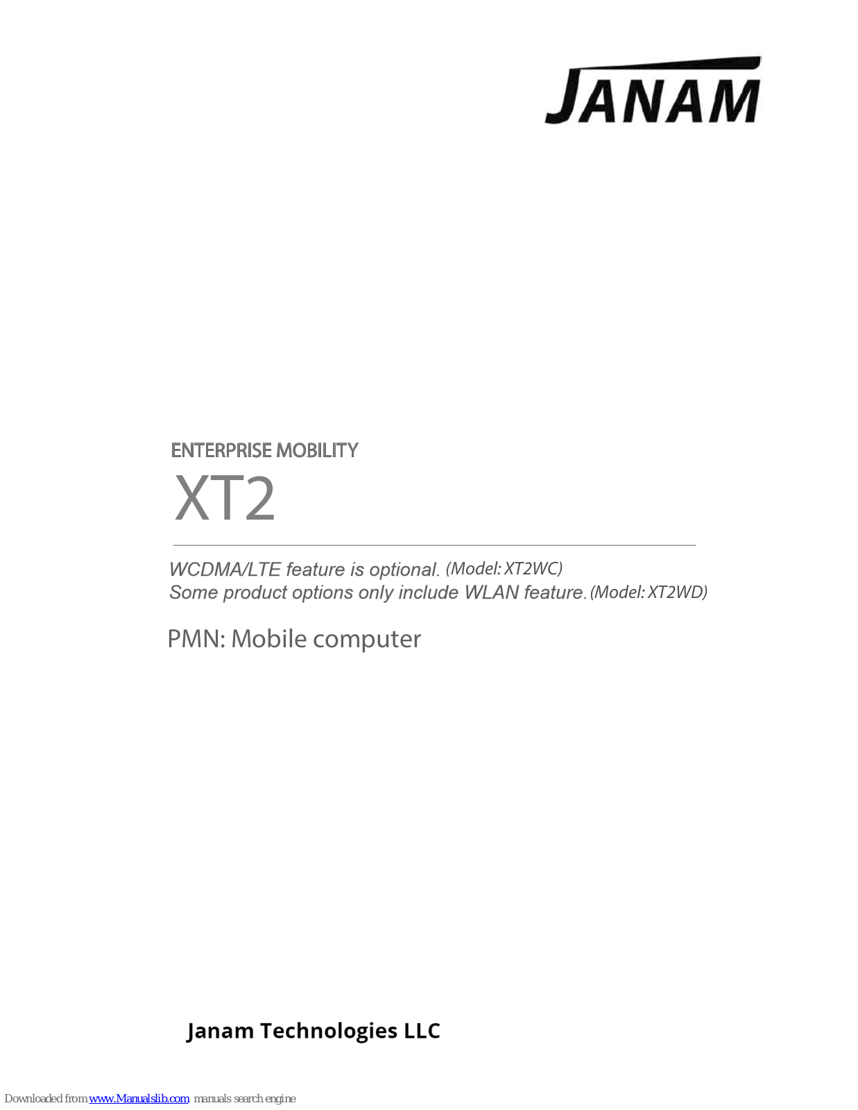 Janam XT2, XT2WC, XT2WD User's Manual Manual