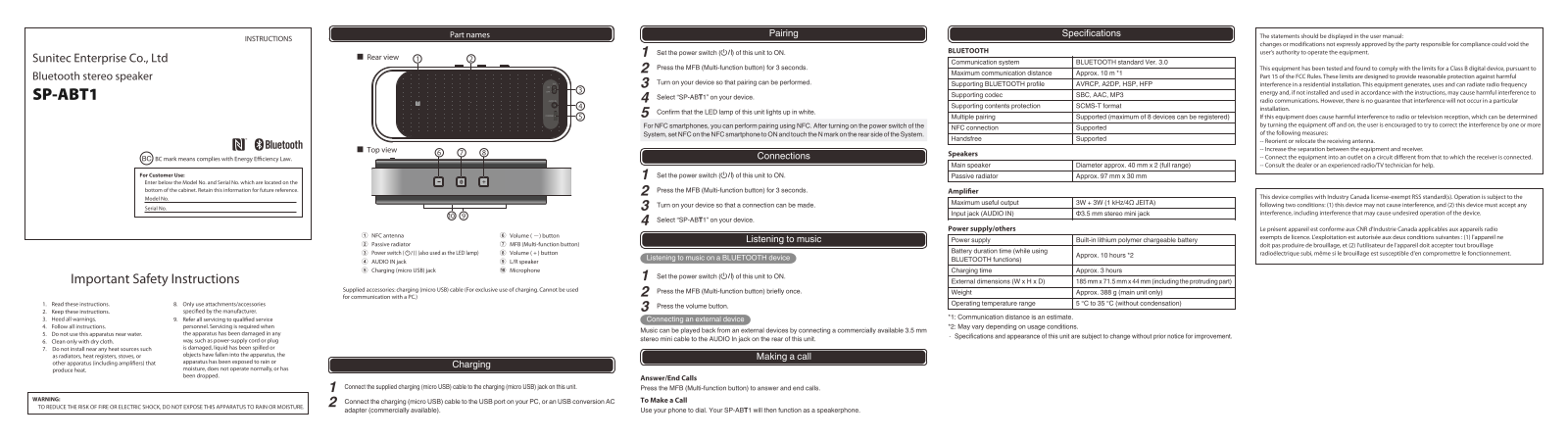 Sunitec Enterprise SPABT2 Users Manual