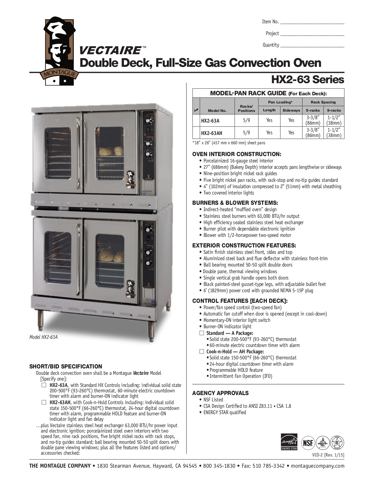 Montague HX2-63A User Manual