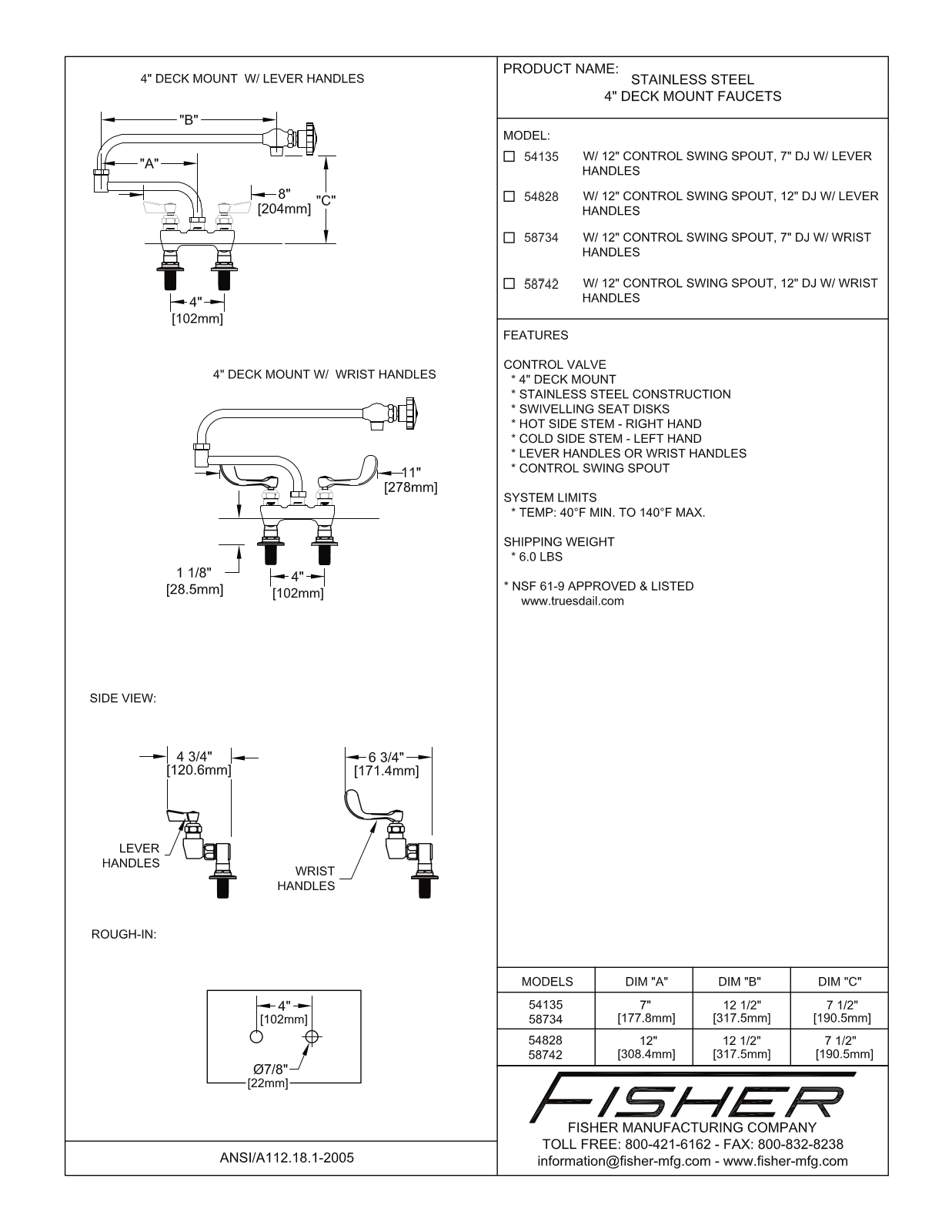 Fisher Manufacturing 54135 User Manual