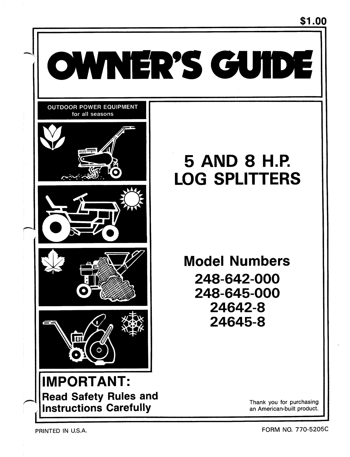 MTD 248-645-000, 248-642-000, 24642-8 User Manual