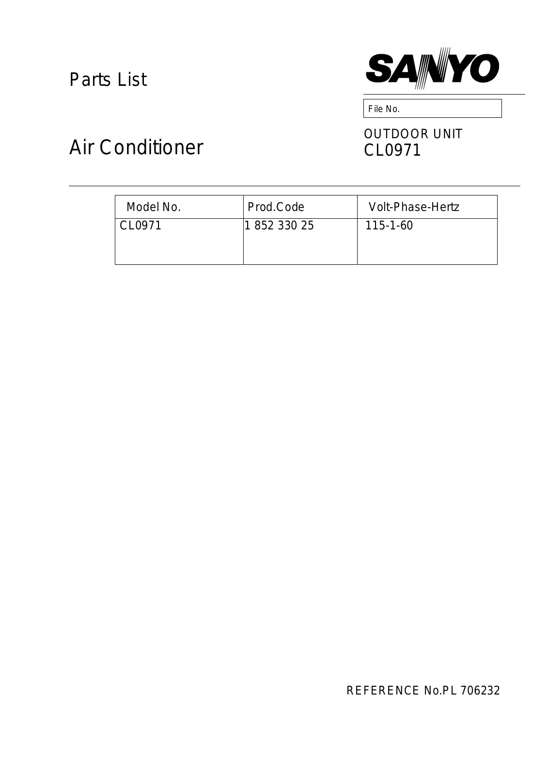 Sanyo CL0971 User Manual