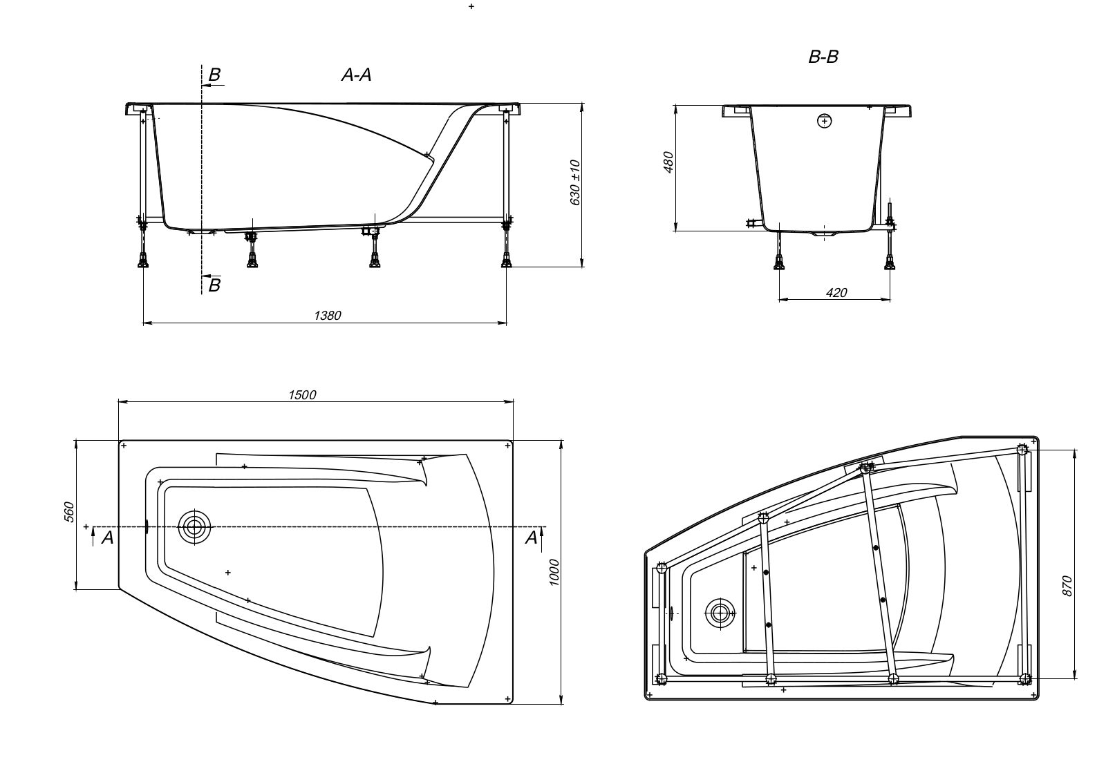 Roca ZRU9302865, ZRU9302864 Dimensions