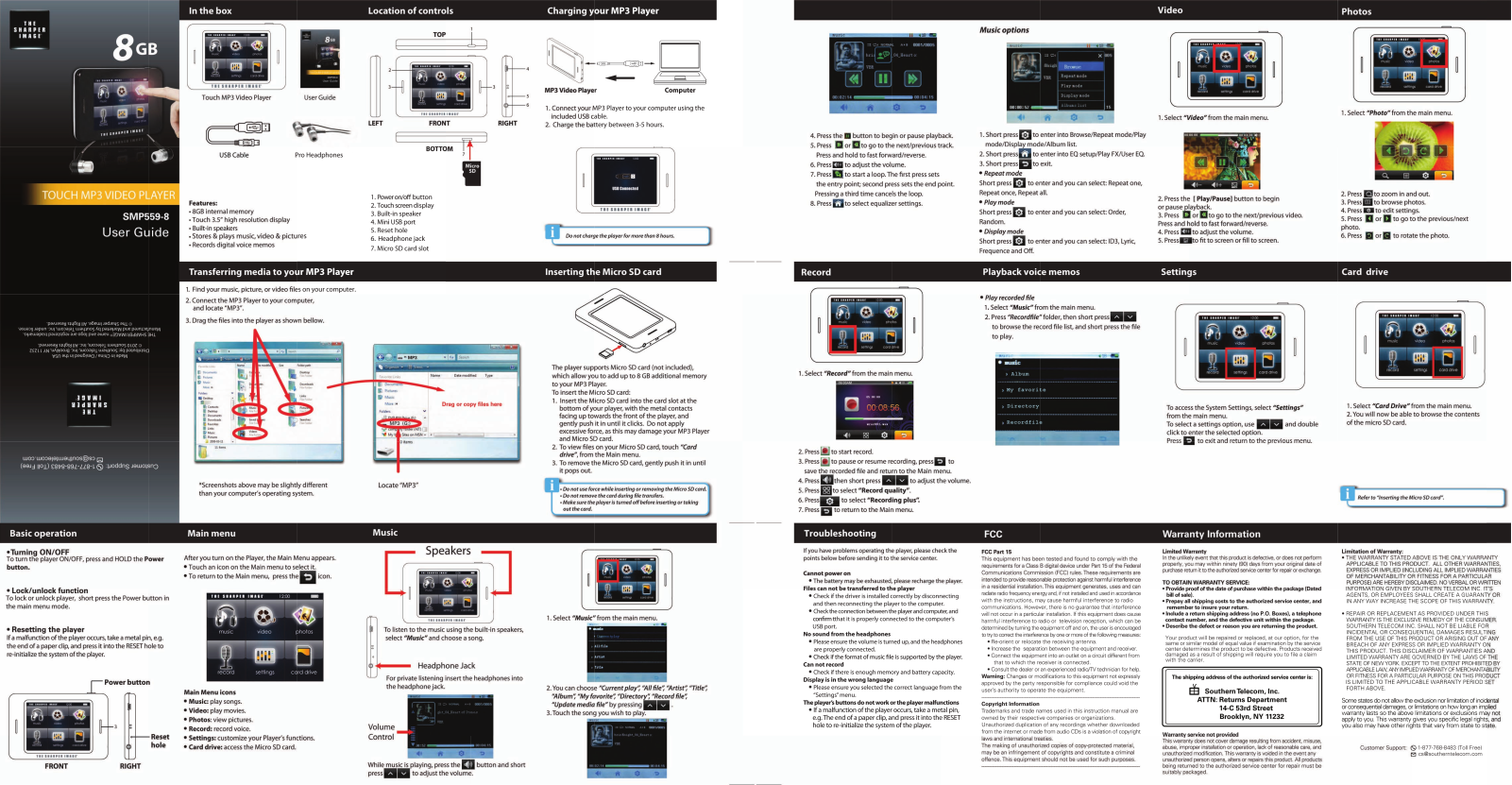 Sharper image SMP559-8 User Manual