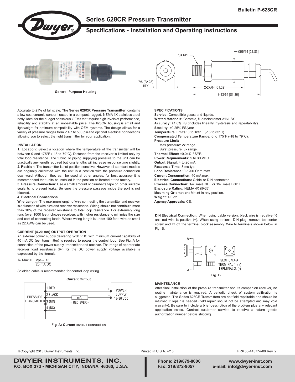 Dwyer 628CR User Manual