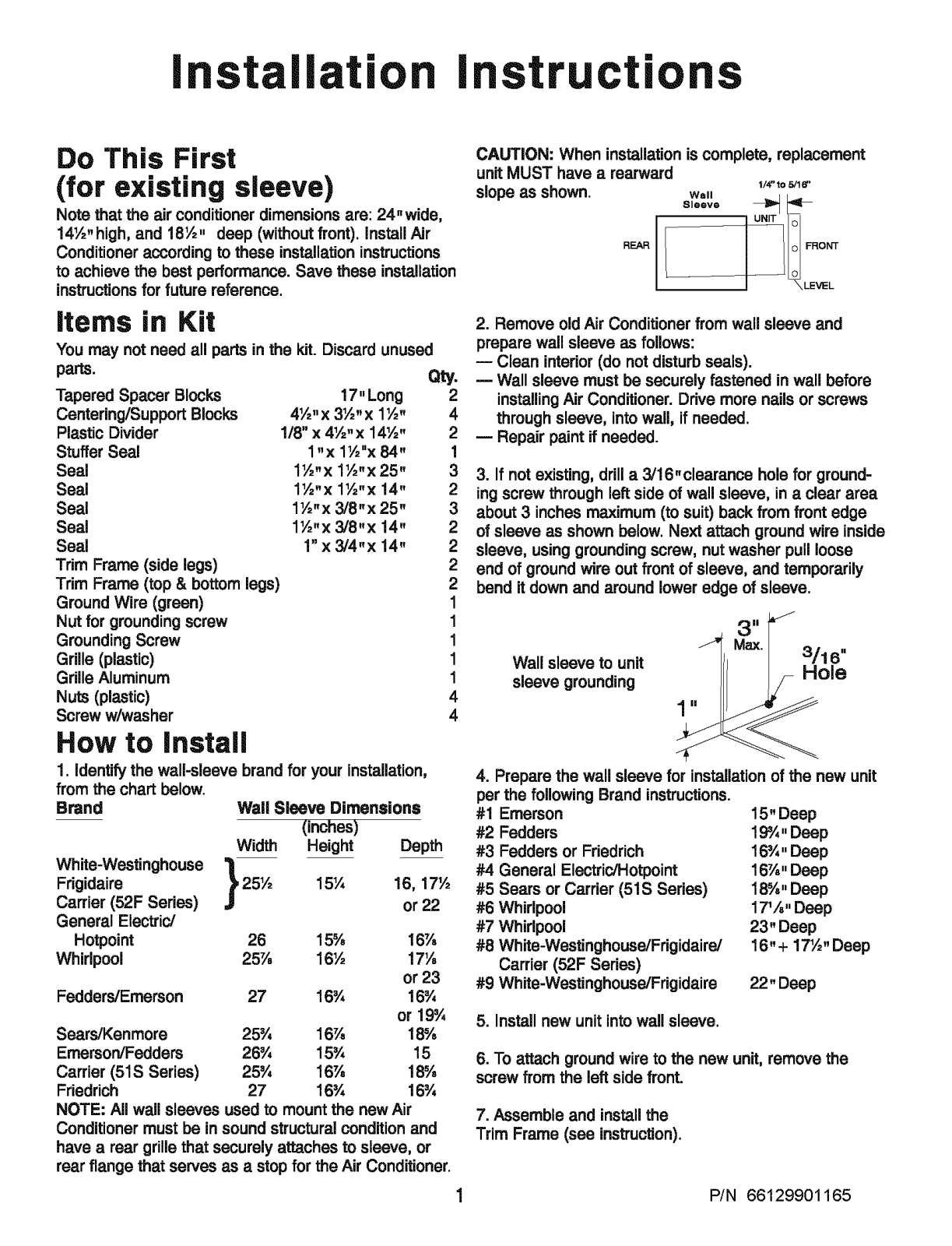 Frigidaire FAH086S1TA11, FAH086S1TA12, FAH086S1TA13, FAH08ES1TA11, FAH08ES1TA12 Installation Guide - ManualMachine.com