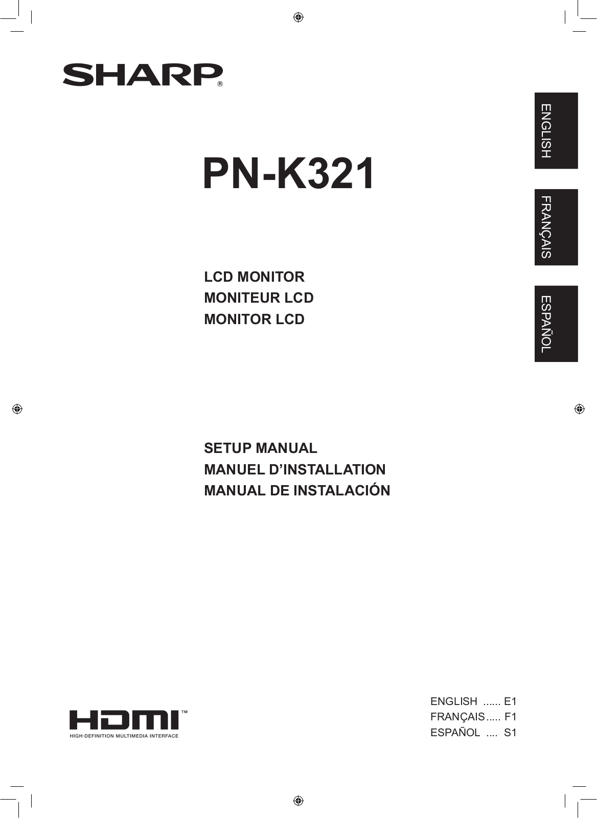 SHARP PN-K321 User Manual