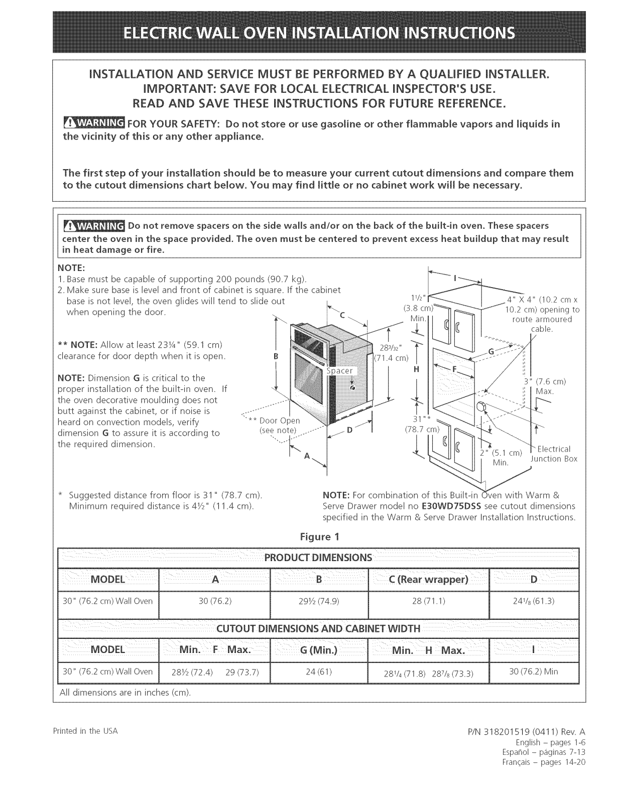 Electrolux E30EW75EPS1, E30EW75EPS3, E30EW75EPS4, E30EW7CEPS1, E30EW7CEPS3 Installation Guide - ManualMachine.com