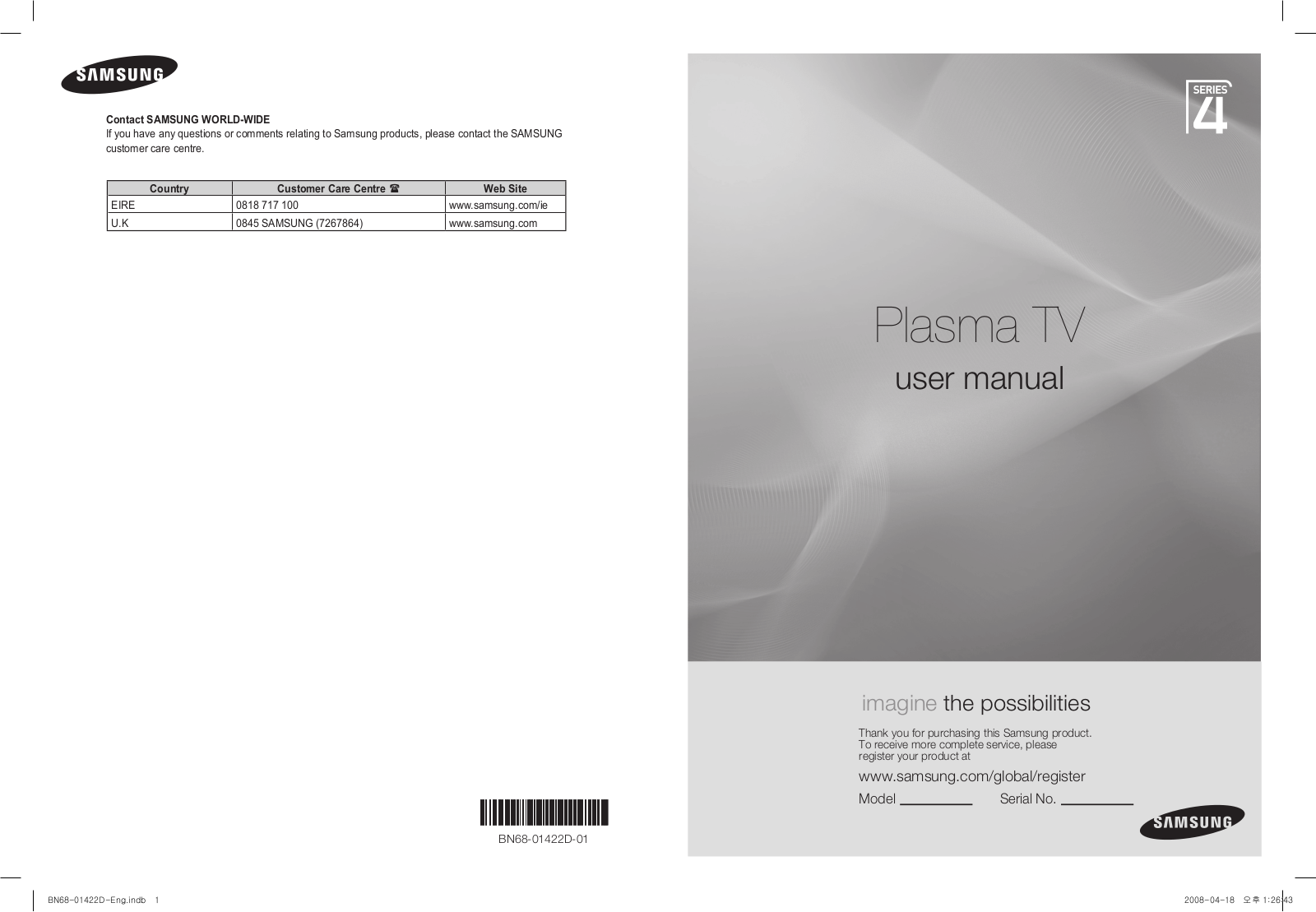 Samsung PS50A476P1D, PS50A476 User Manual