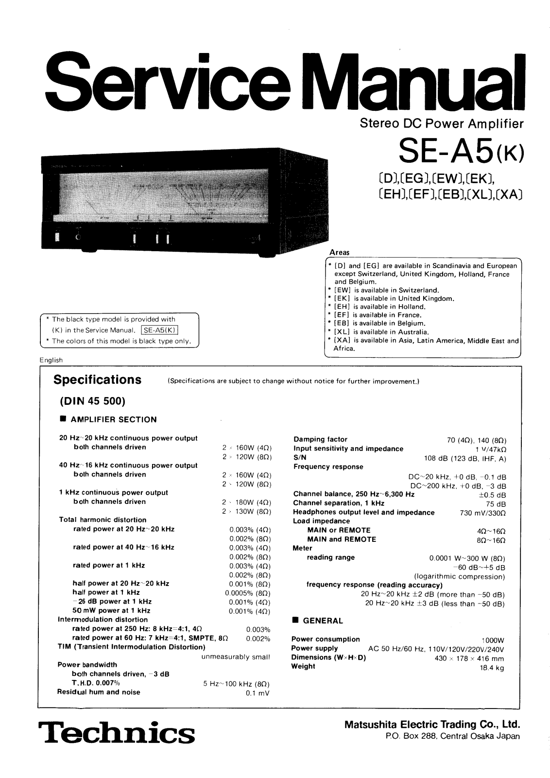 Technics SEA-5 Service manual