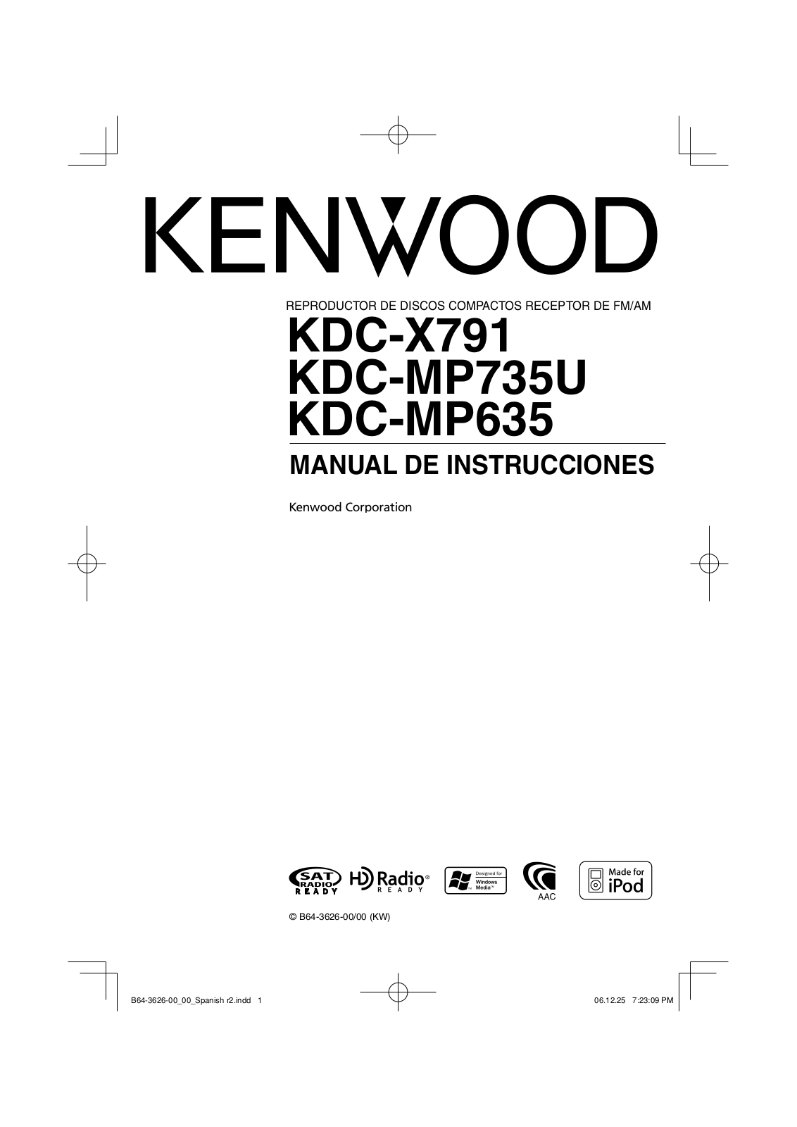 Kenwood KDC-MP735U, KDC-MP635, KDC-X791 User Manual