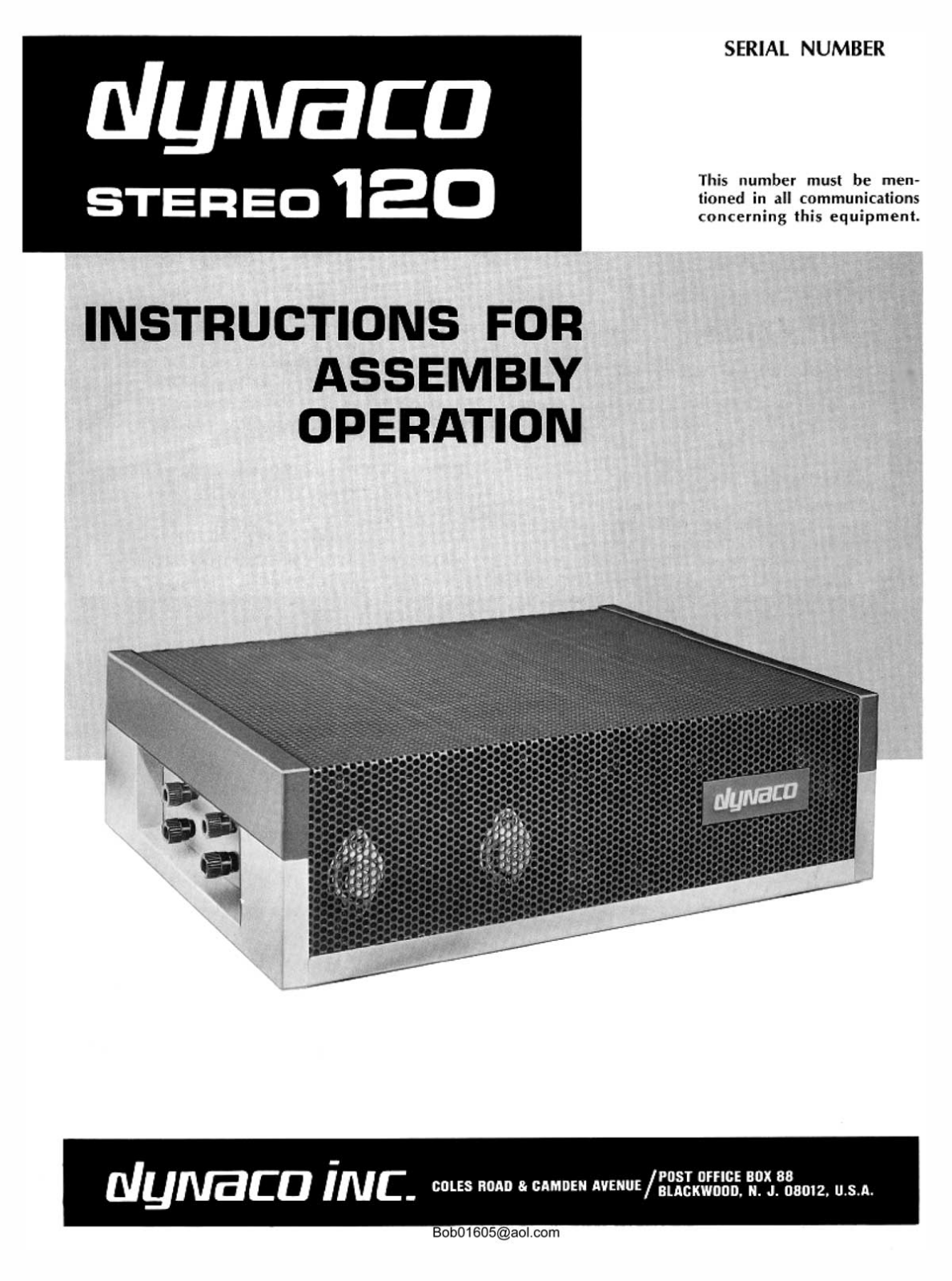 Dynaco Stereo-120 Owners Manual