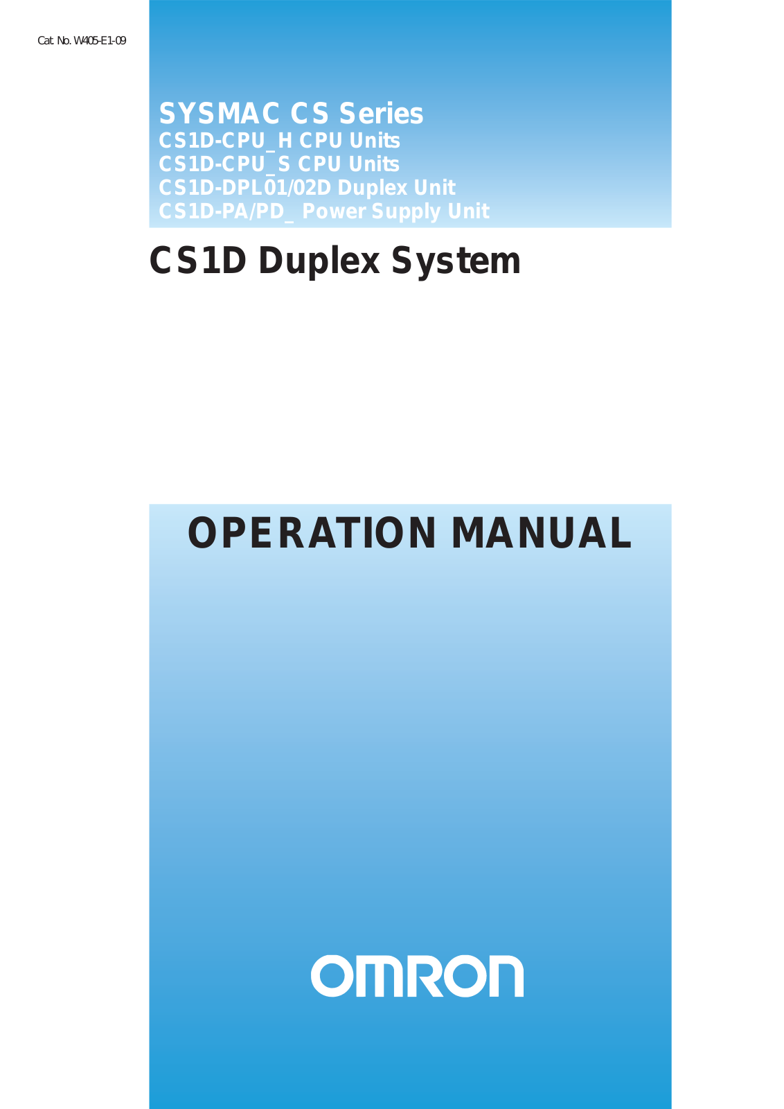 Omron CS1D Duplex System OPERATION MANUAL