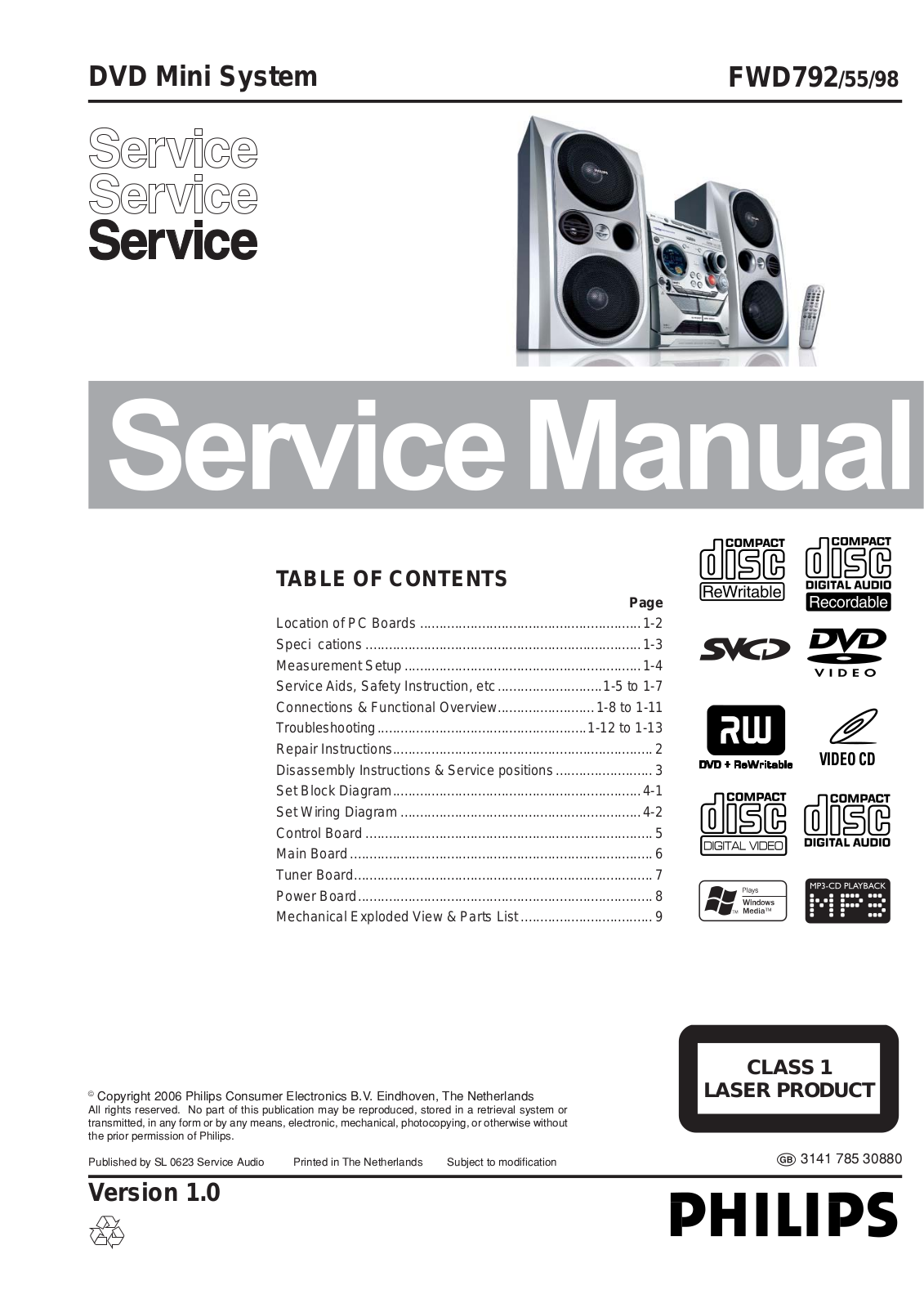 Philips FWD792 Service Manual